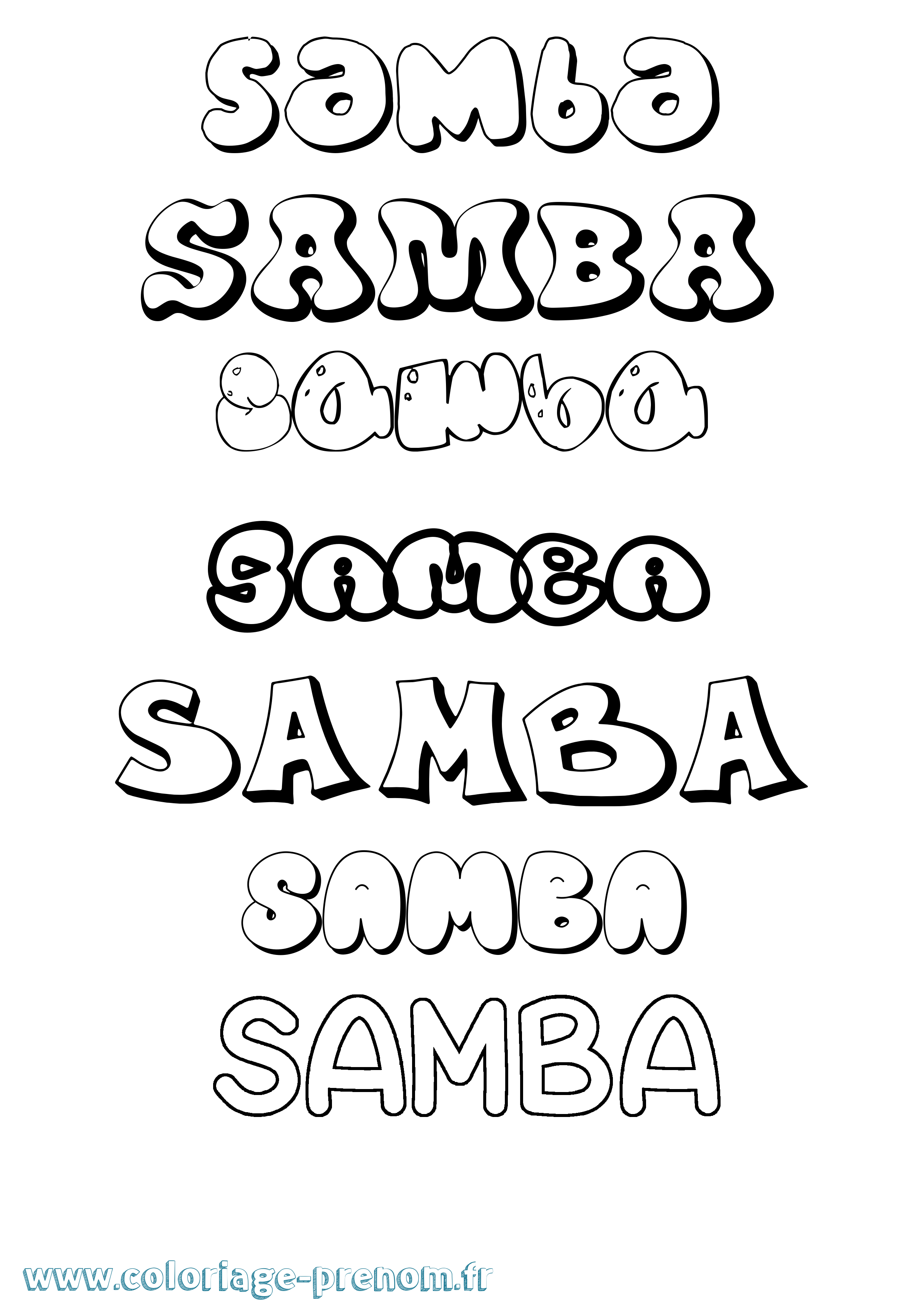 Coloriage prénom Samba Bubble