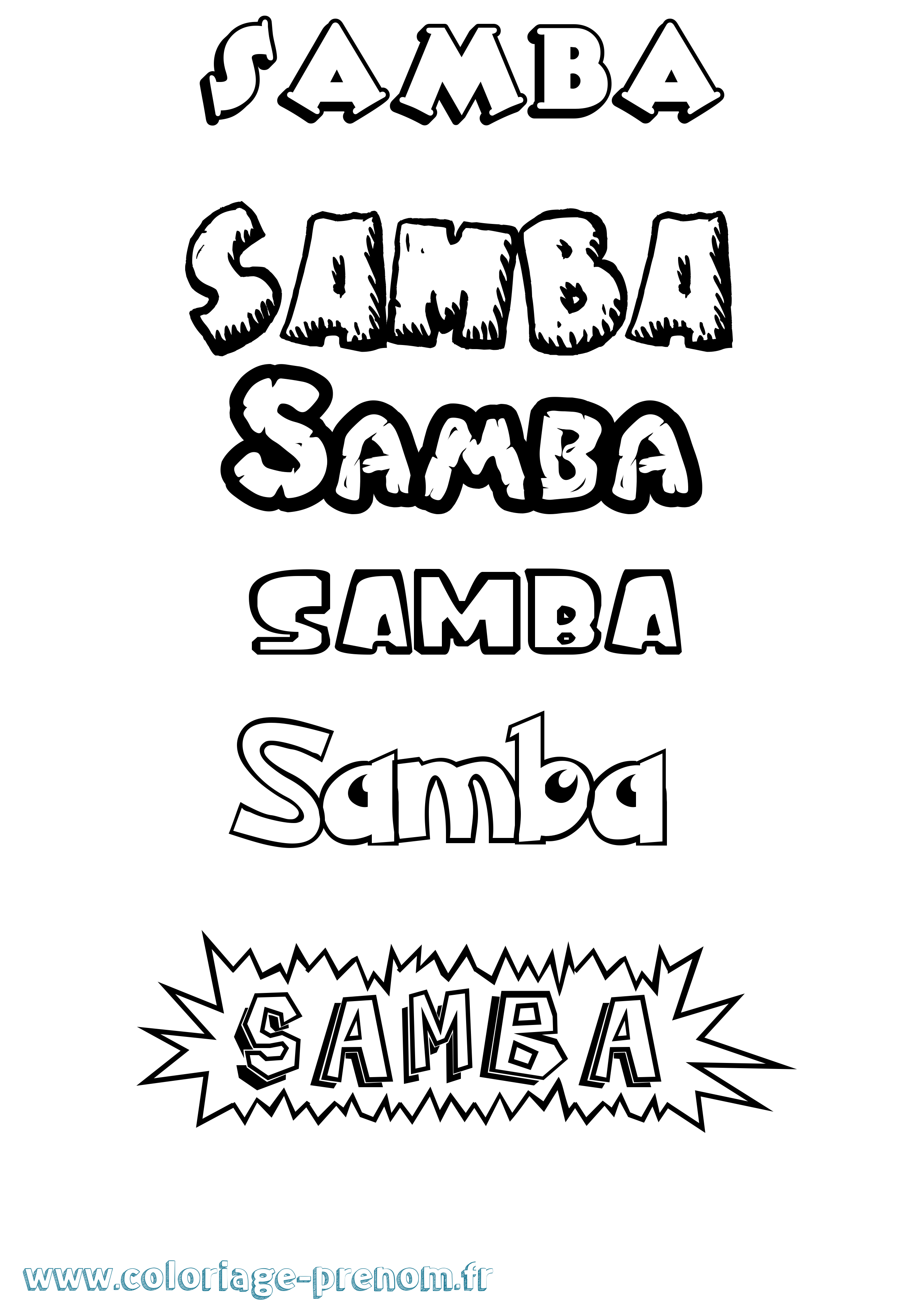 Coloriage prénom Samba Dessin Animé