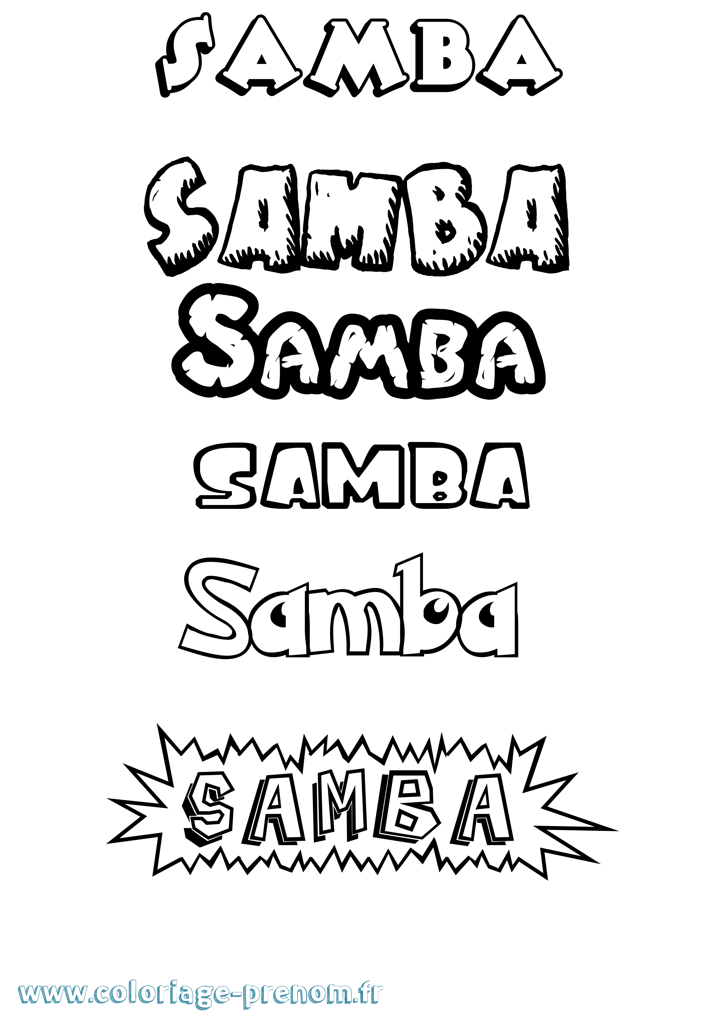 Coloriage Samba Dessin Animé Coloriage prénom Samba Dessin Animé