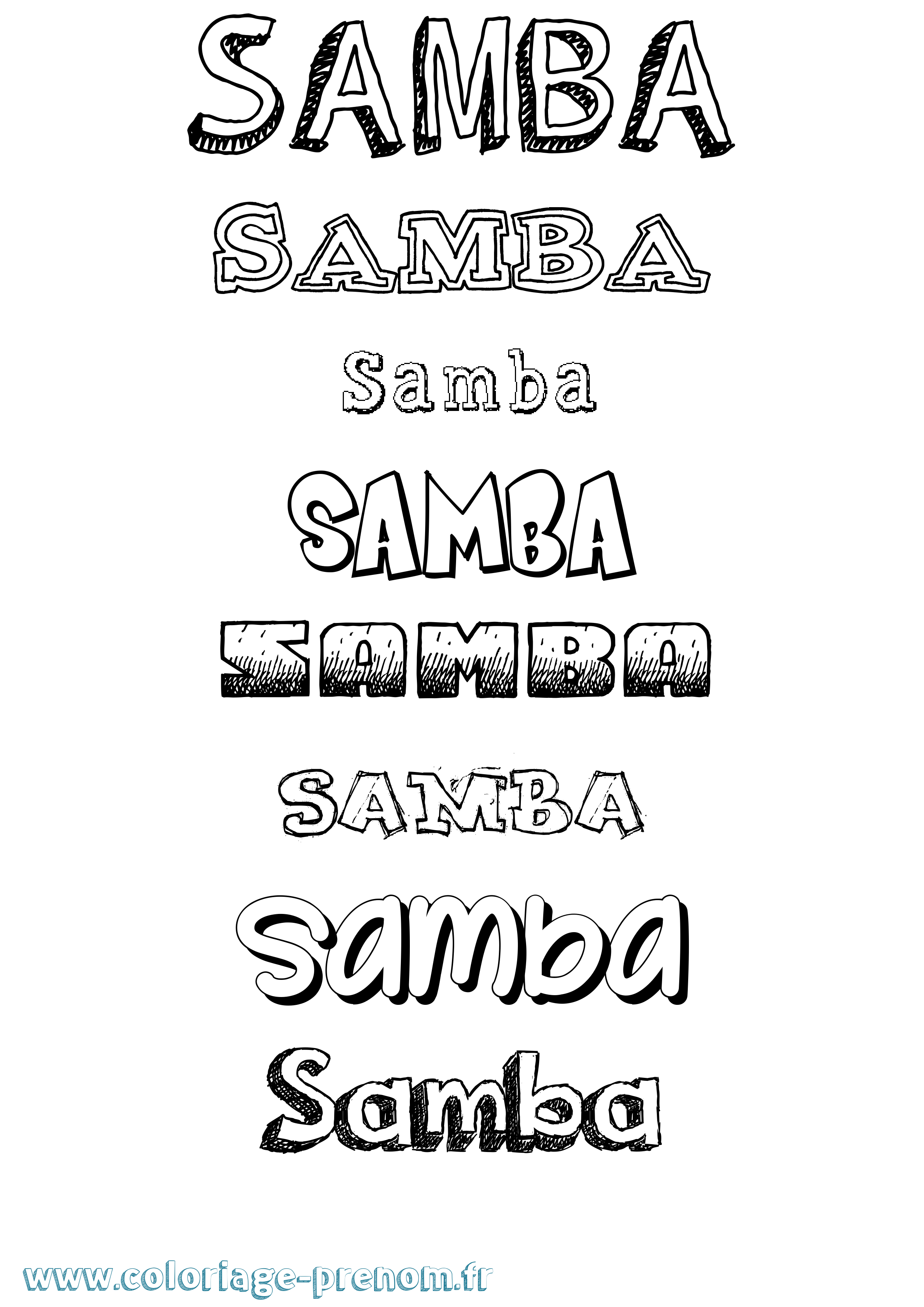Coloriage prénom Samba Dessiné