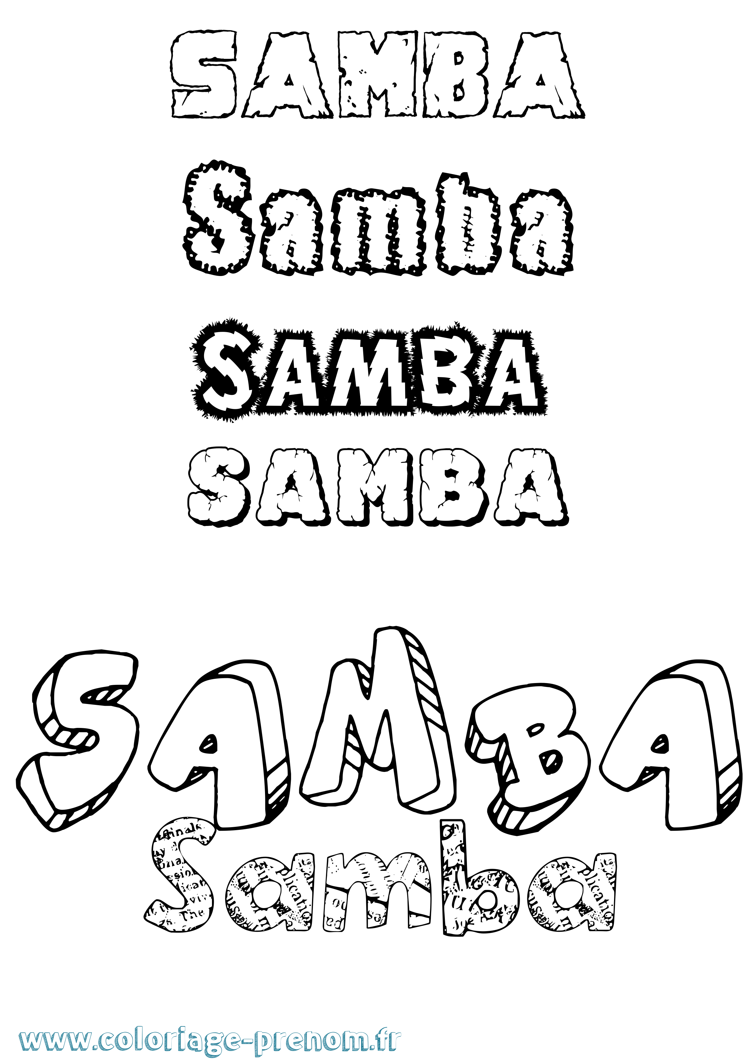 Coloriage prénom Samba Destructuré