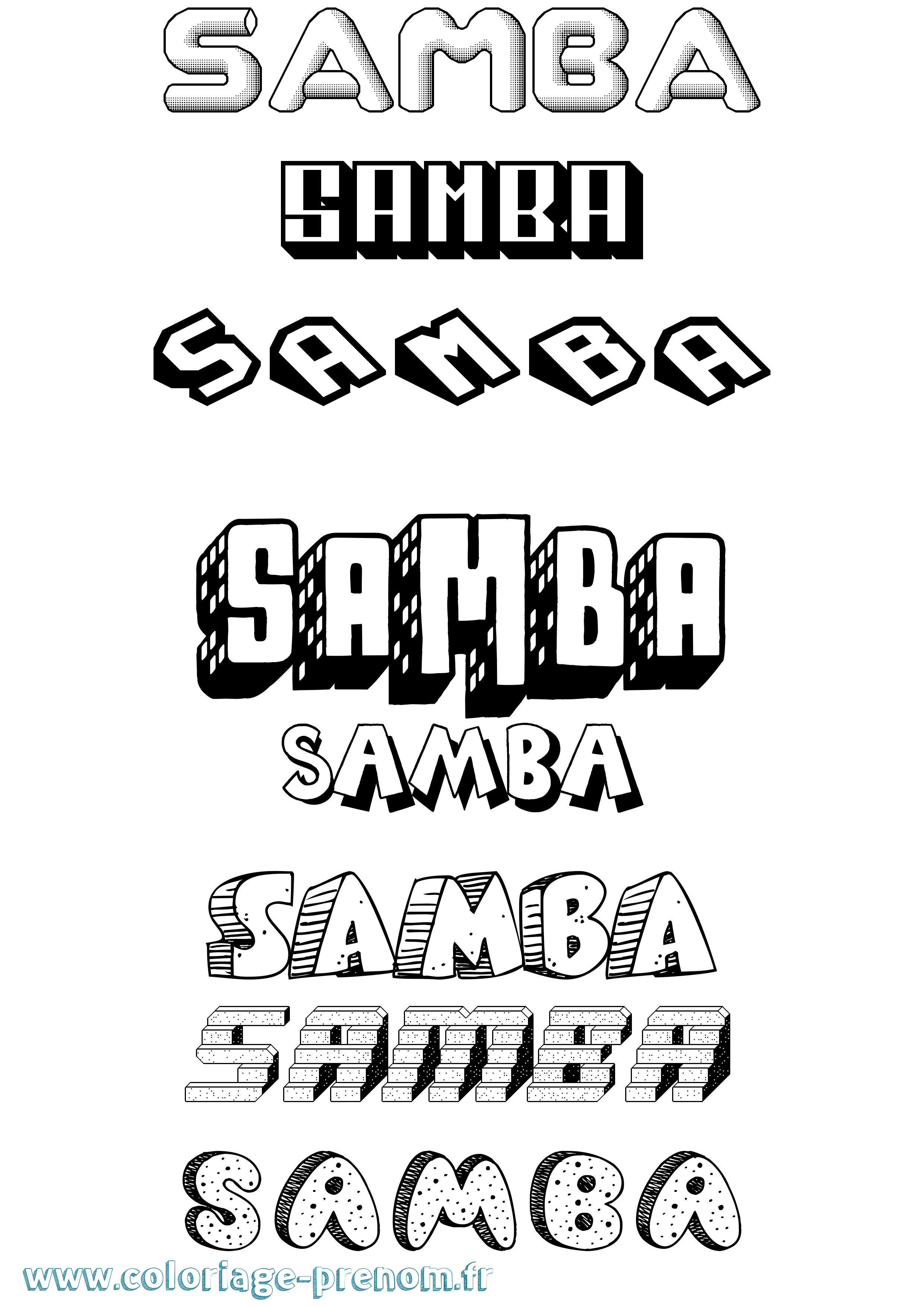 Coloriage Samba Effet 3D Coloriage prénom Samba Effet 3D