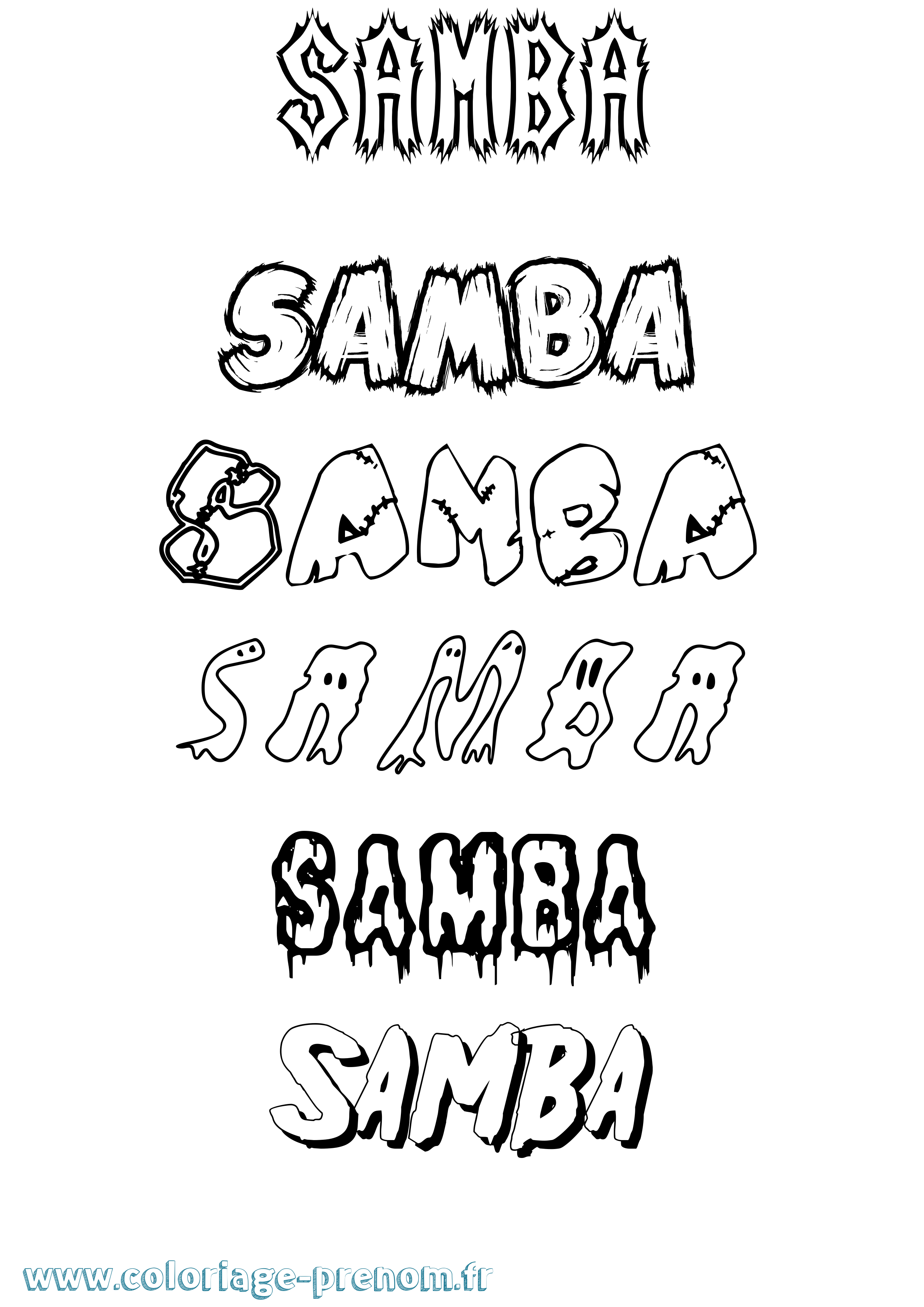 Coloriage prénom Samba Frisson