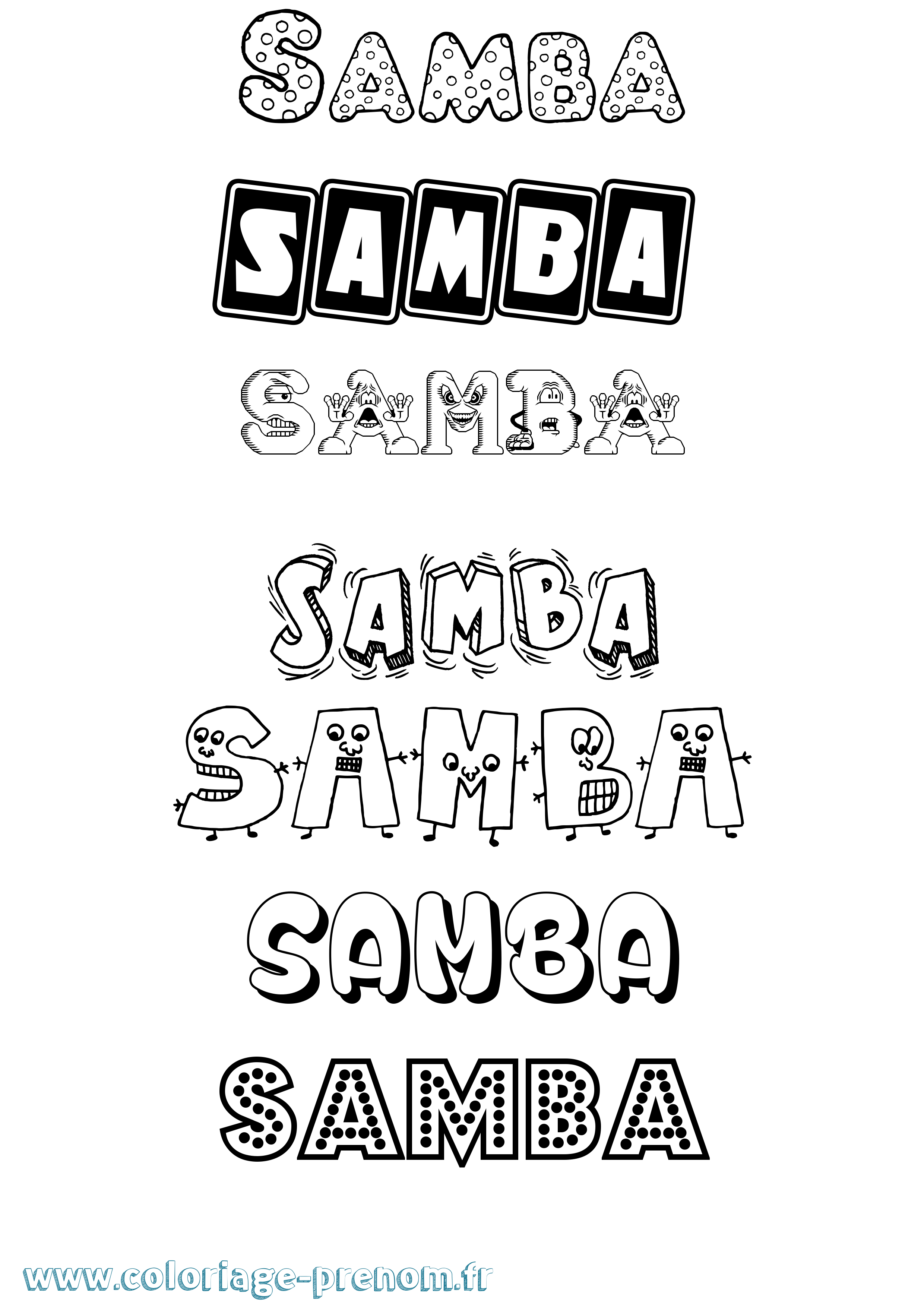 Coloriage prénom Samba Fun