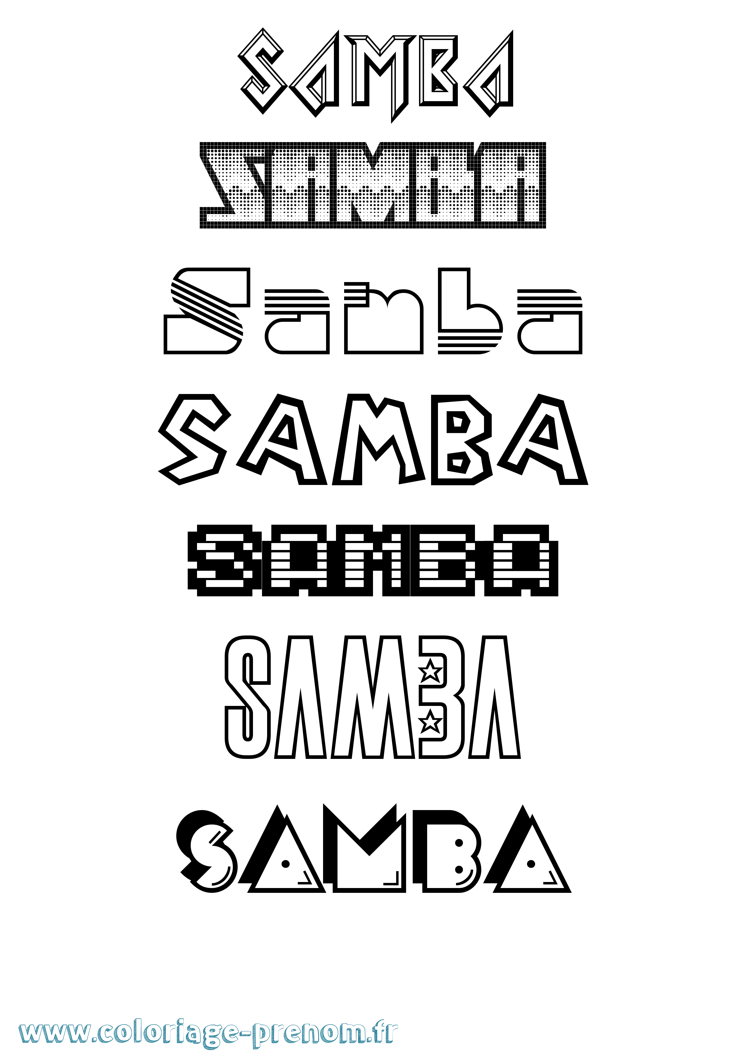 Coloriage Samba Jeux Vidéos Coloriage prénom Samba Jeux Vidéos