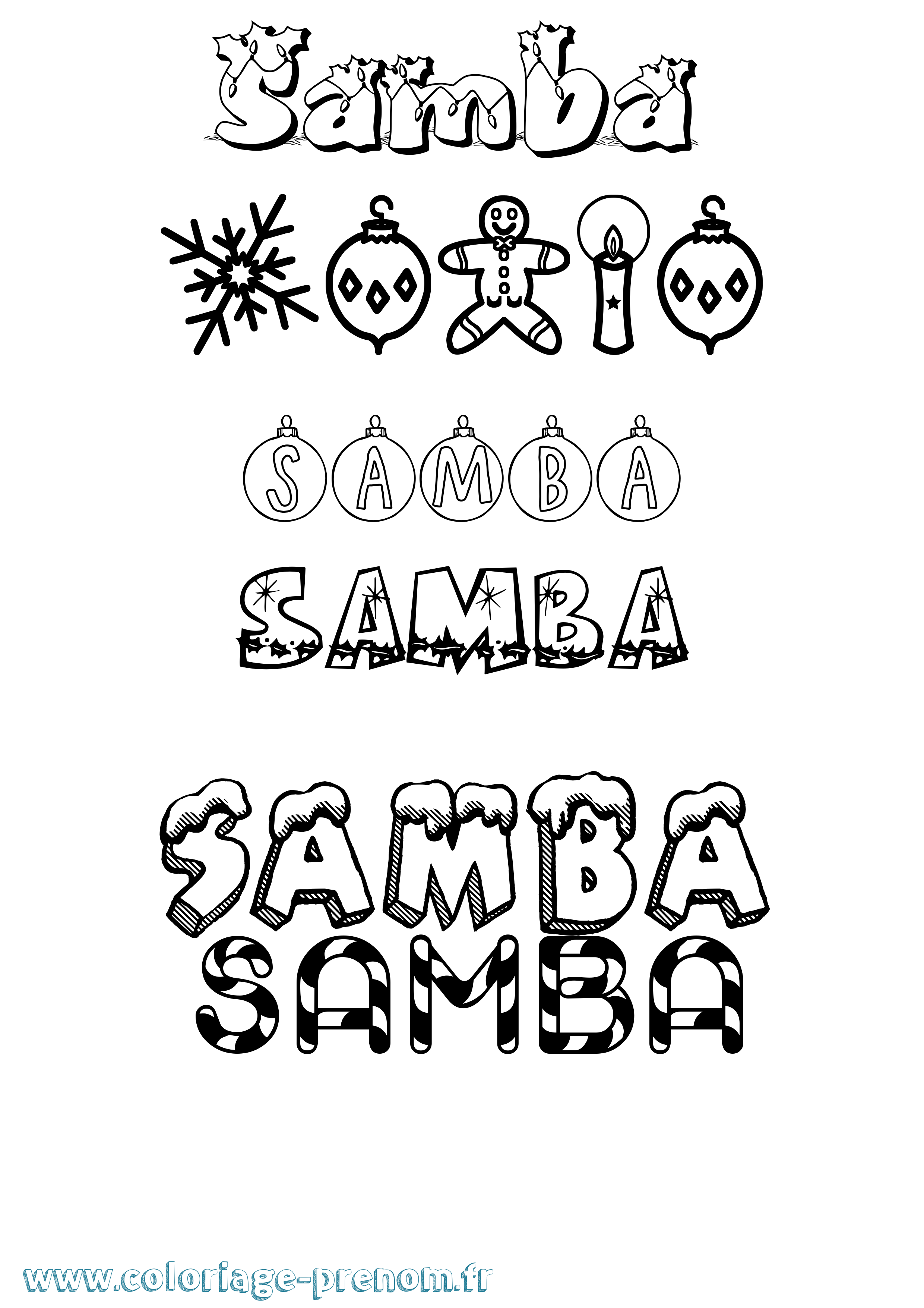 Coloriage Samba Noël Coloriage prénom Samba Noël