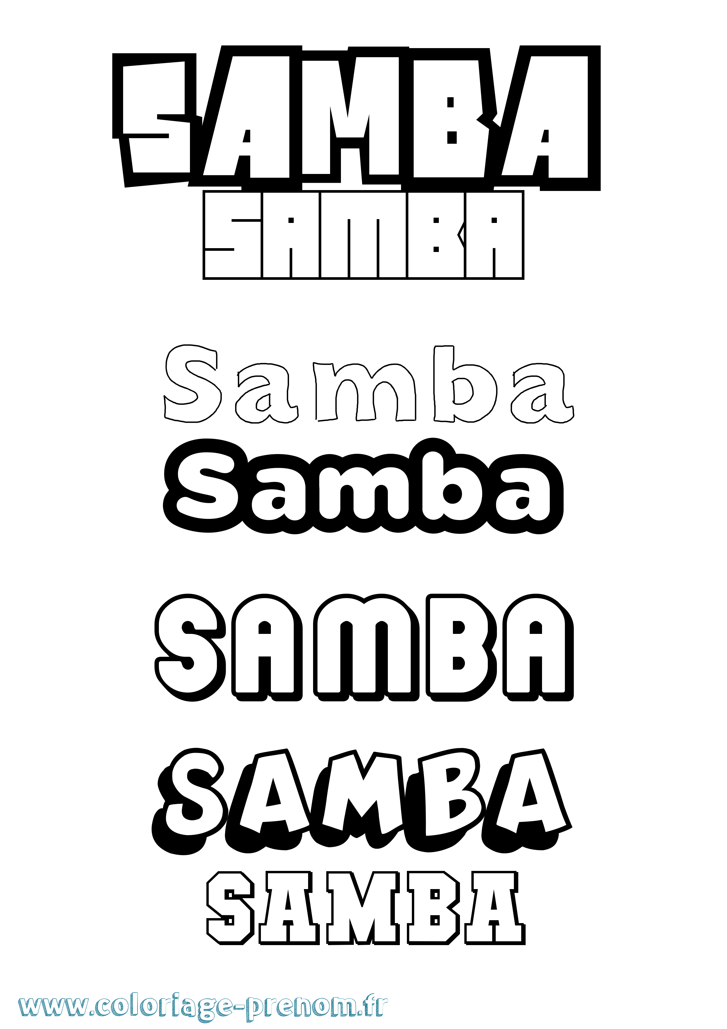Coloriage Samba Simple Coloriage prénom Samba Simple