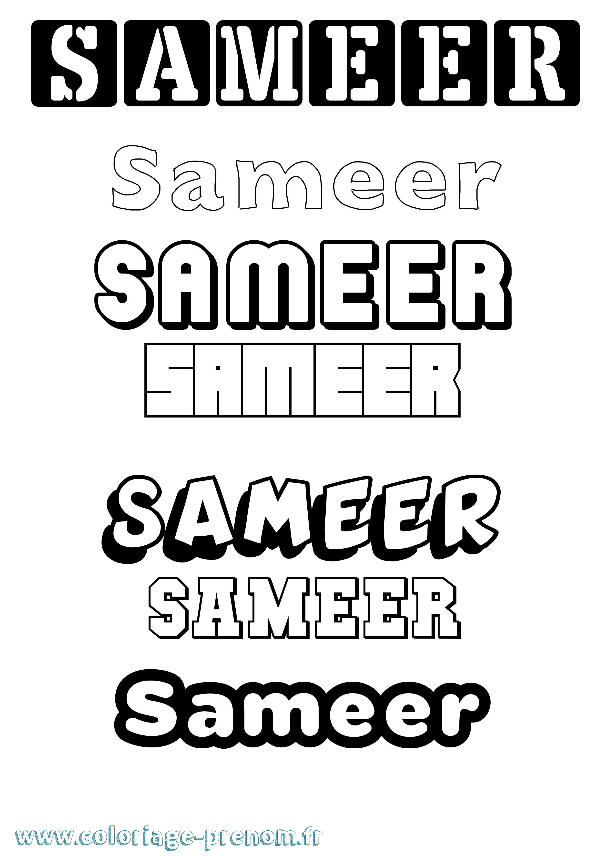Coloriage prénom Sameer Simple