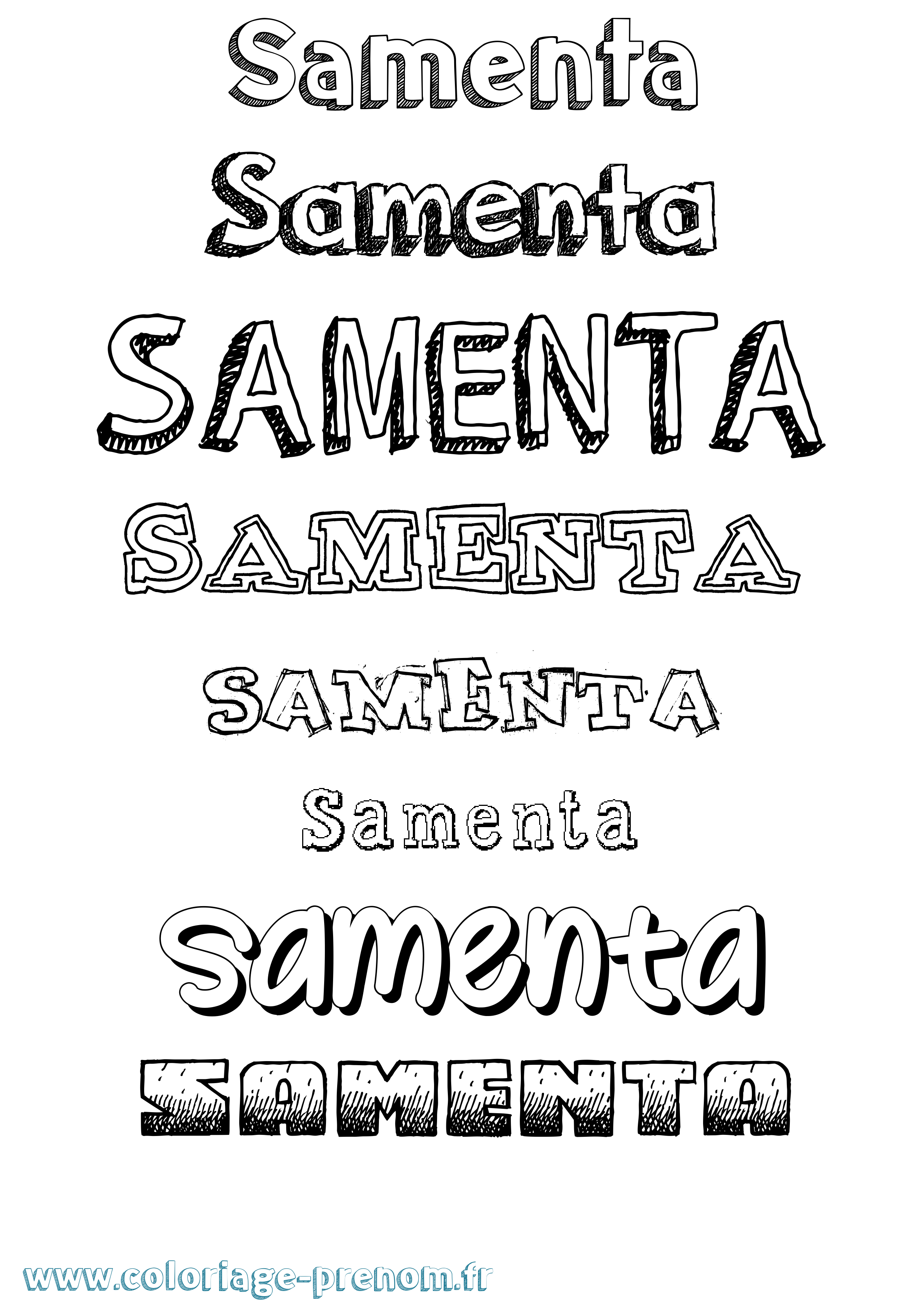 Coloriage prénom Samenta Dessiné