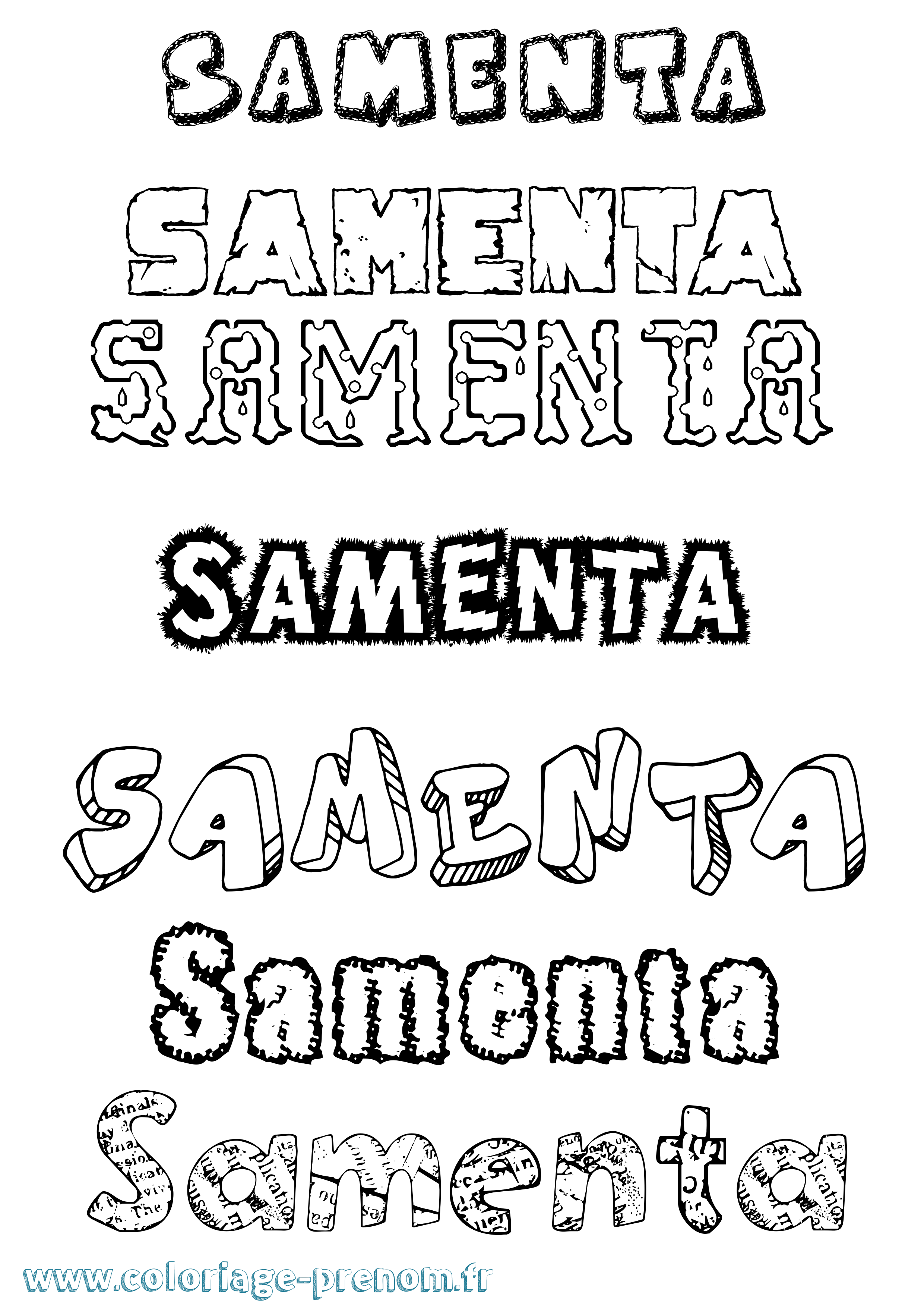Coloriage prénom Samenta Destructuré