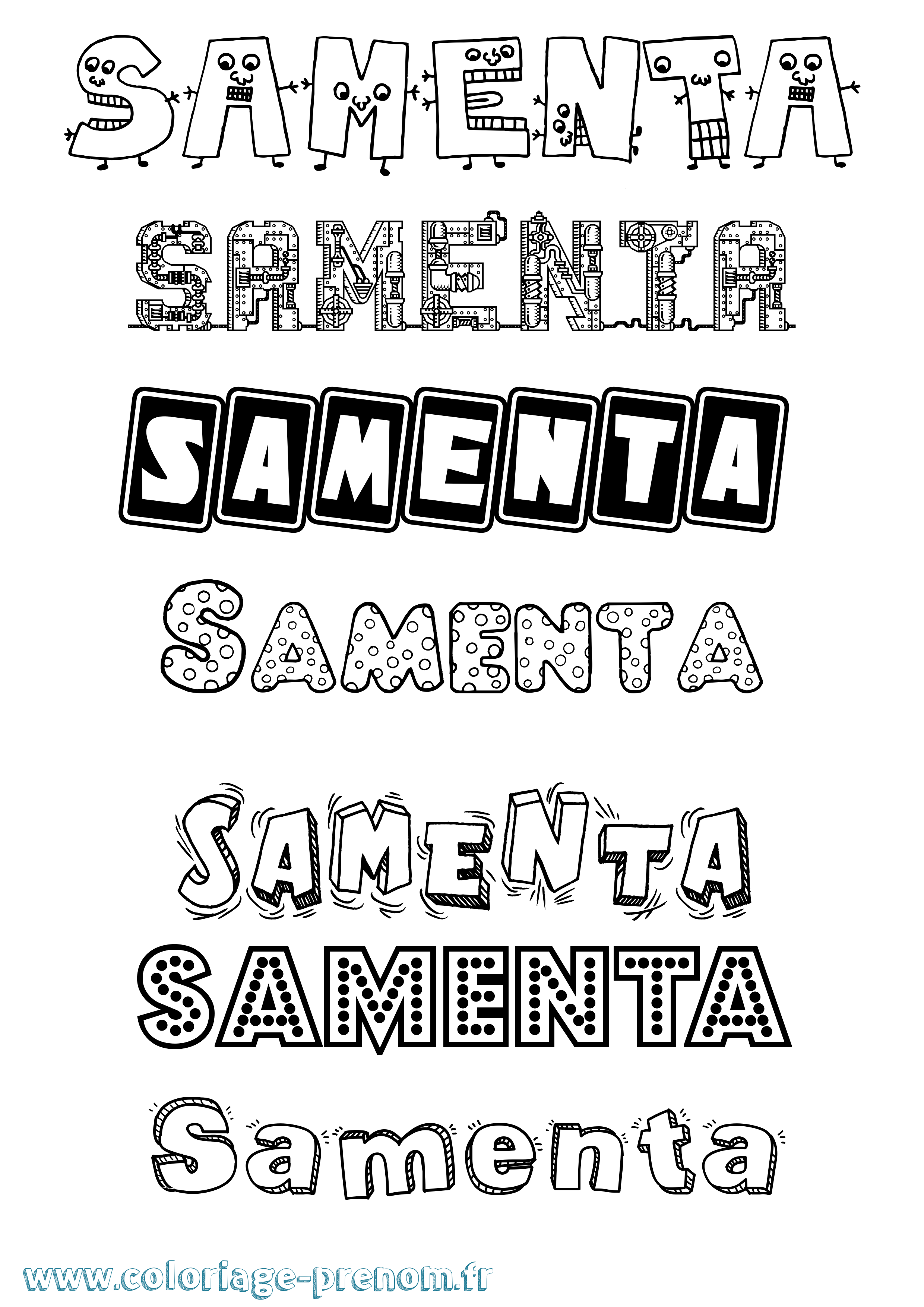 Coloriage prénom Samenta Fun