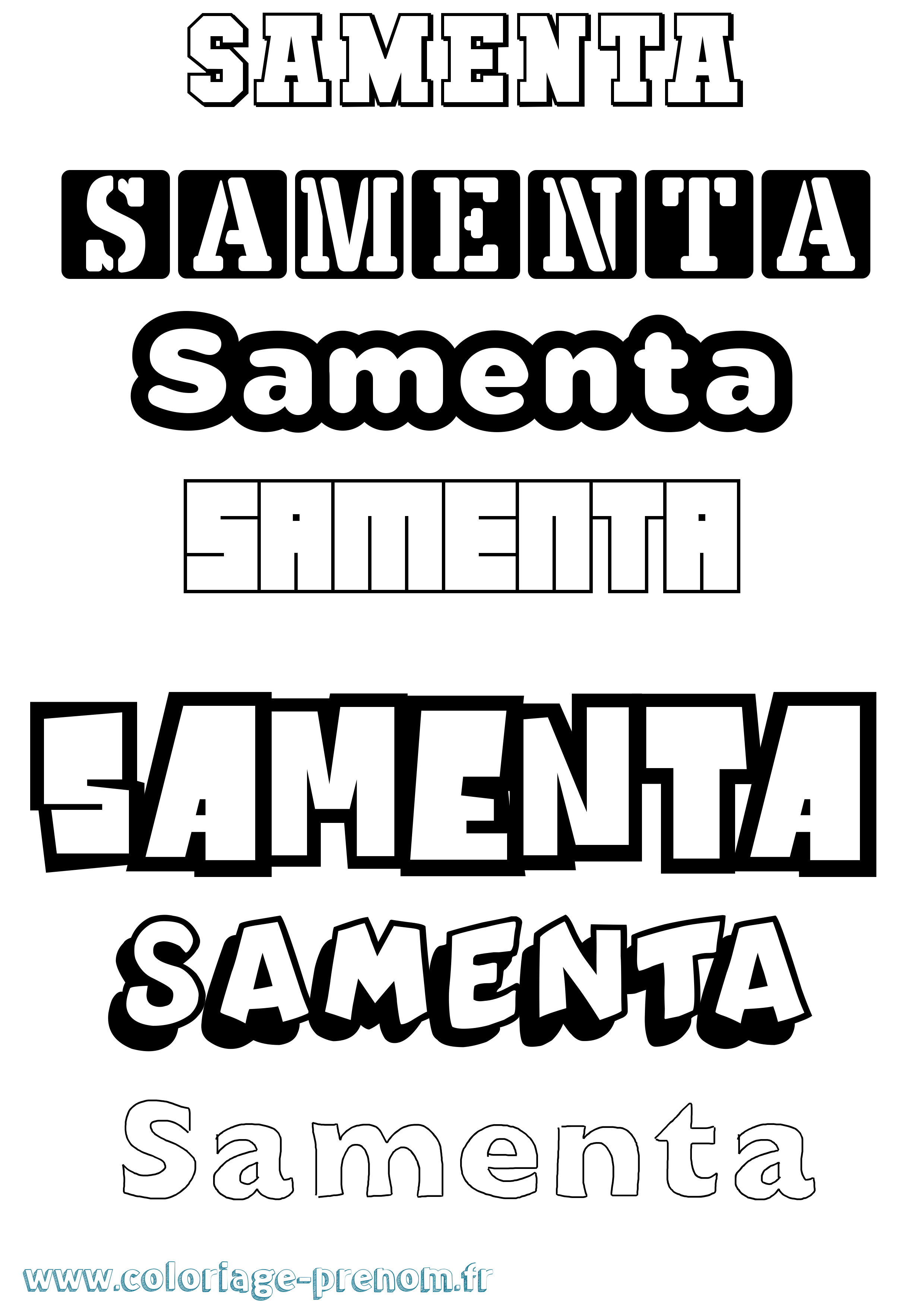 Coloriage prénom Samenta Simple