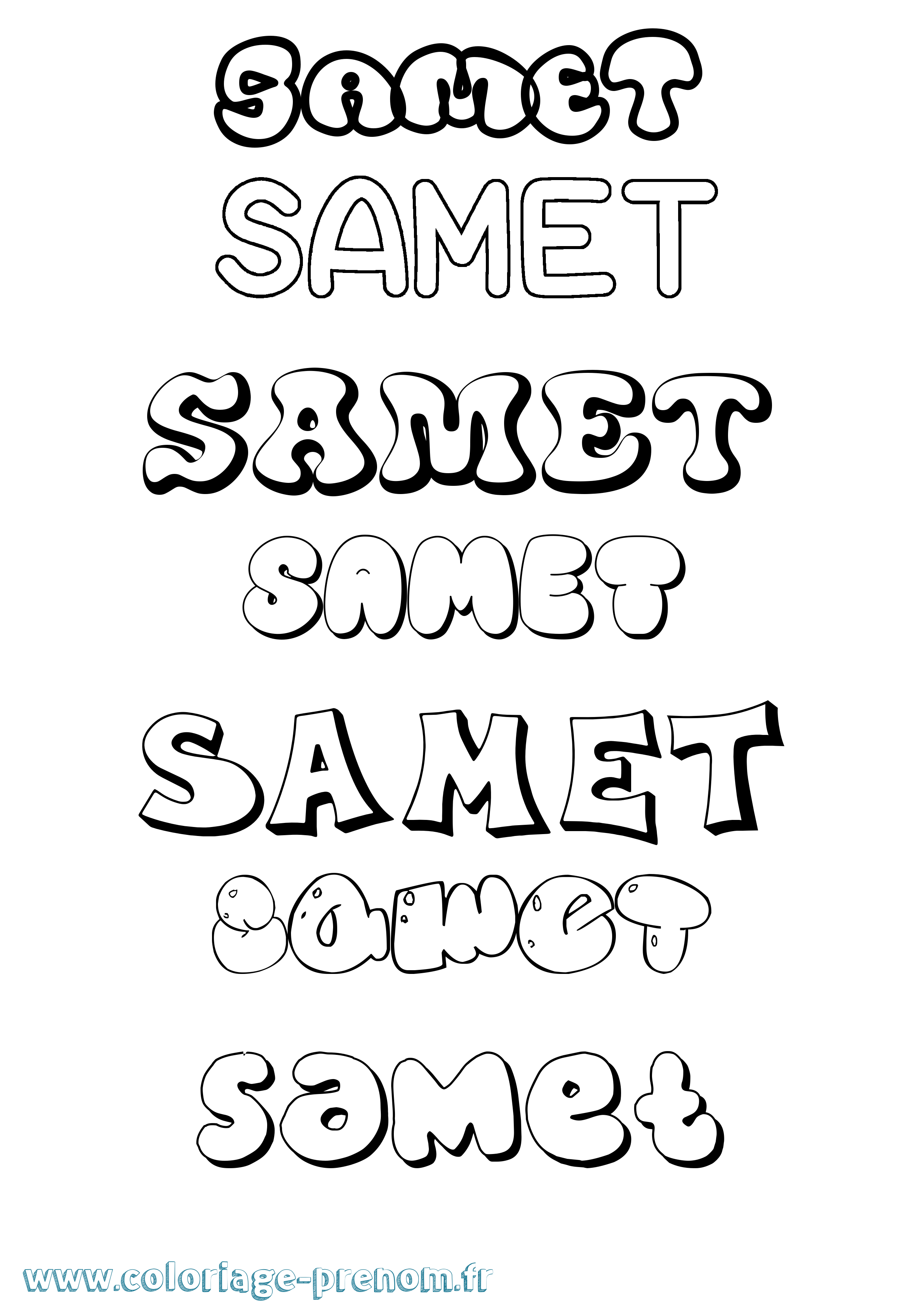 Coloriage Samet Bubble Coloriage prénom Samet Bubble