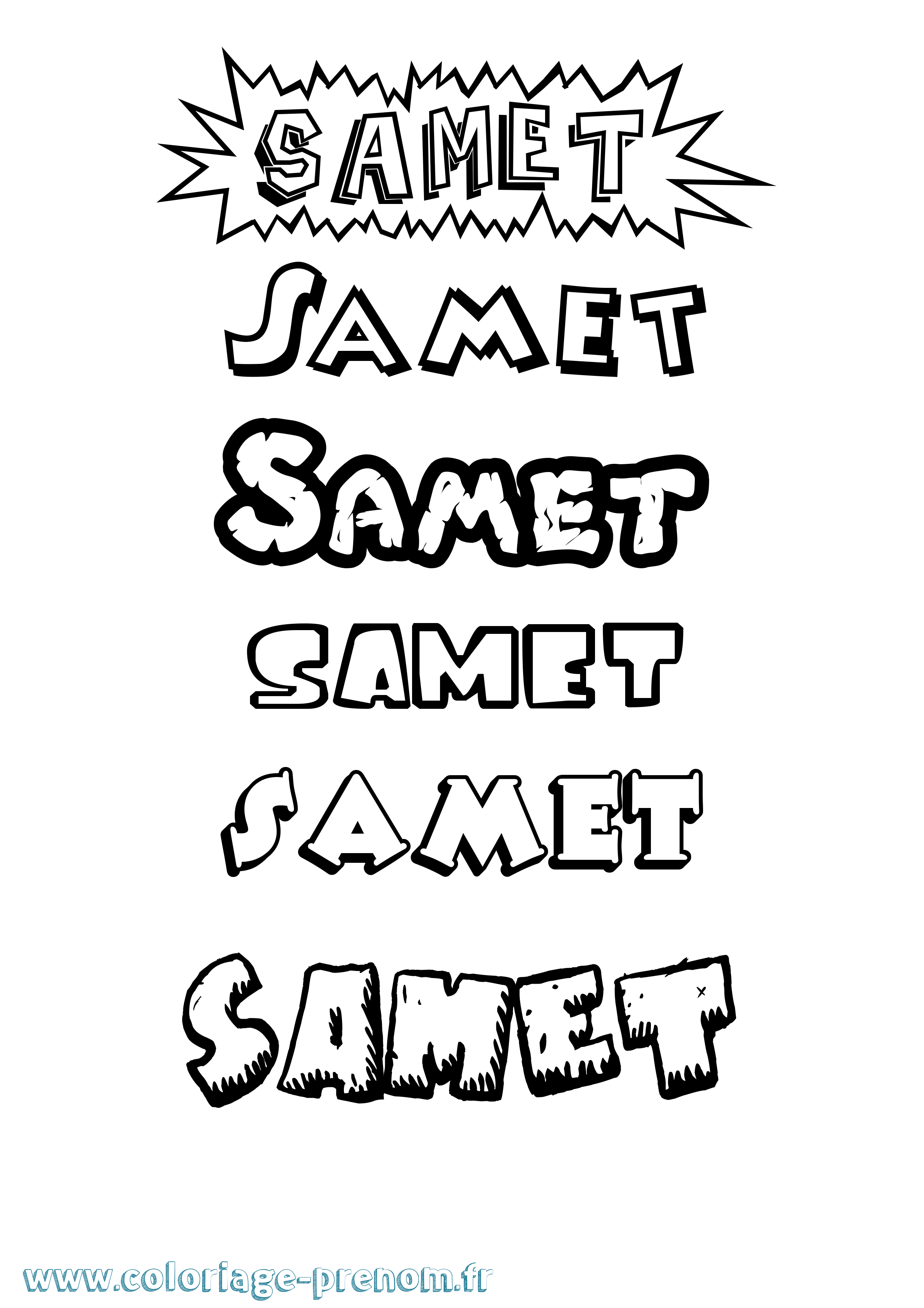 Coloriage Samet Dessin Animé Coloriage prénom Samet Dessin Animé