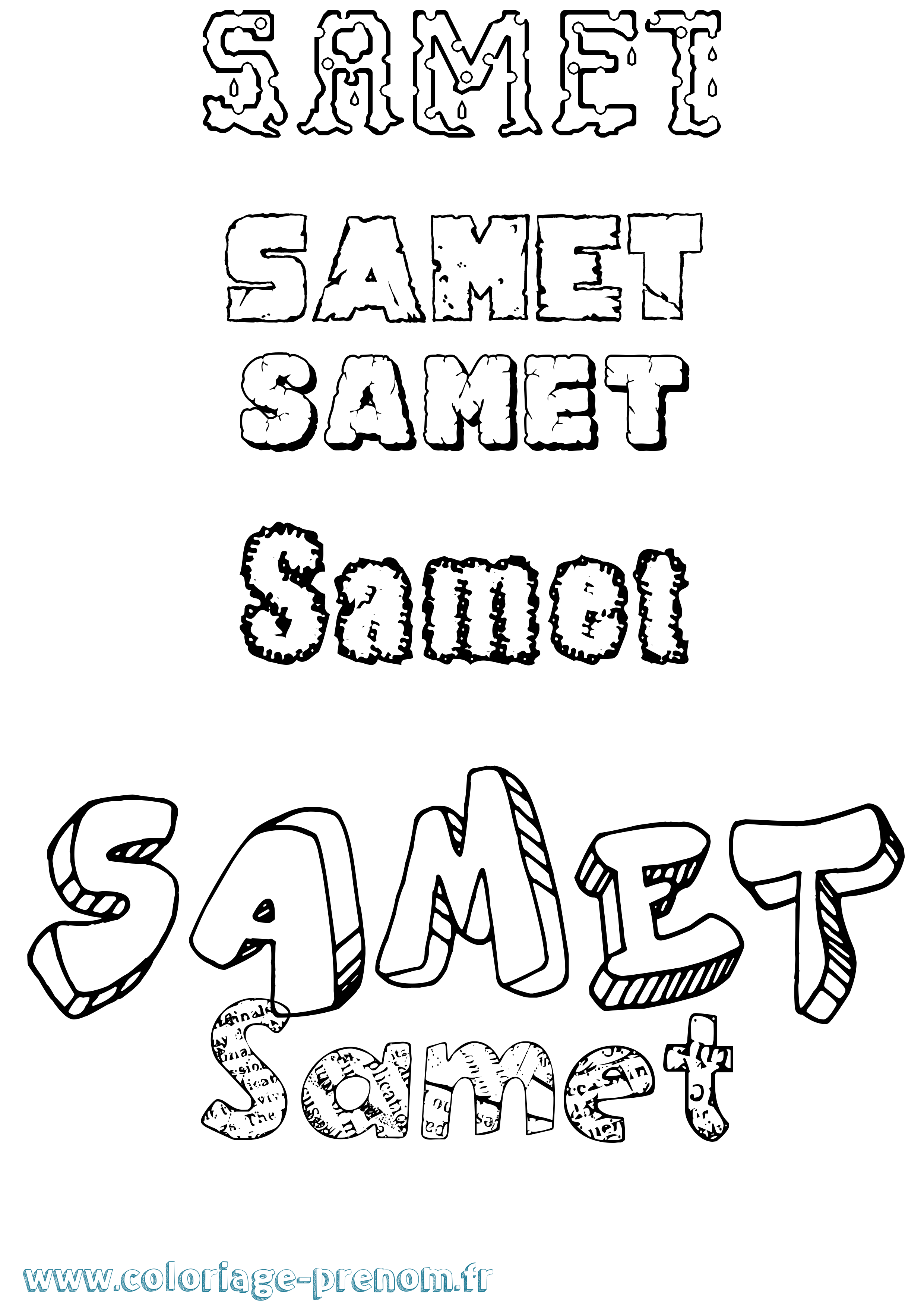Coloriage Samet Destructuré Coloriage prénom Samet Destructuré