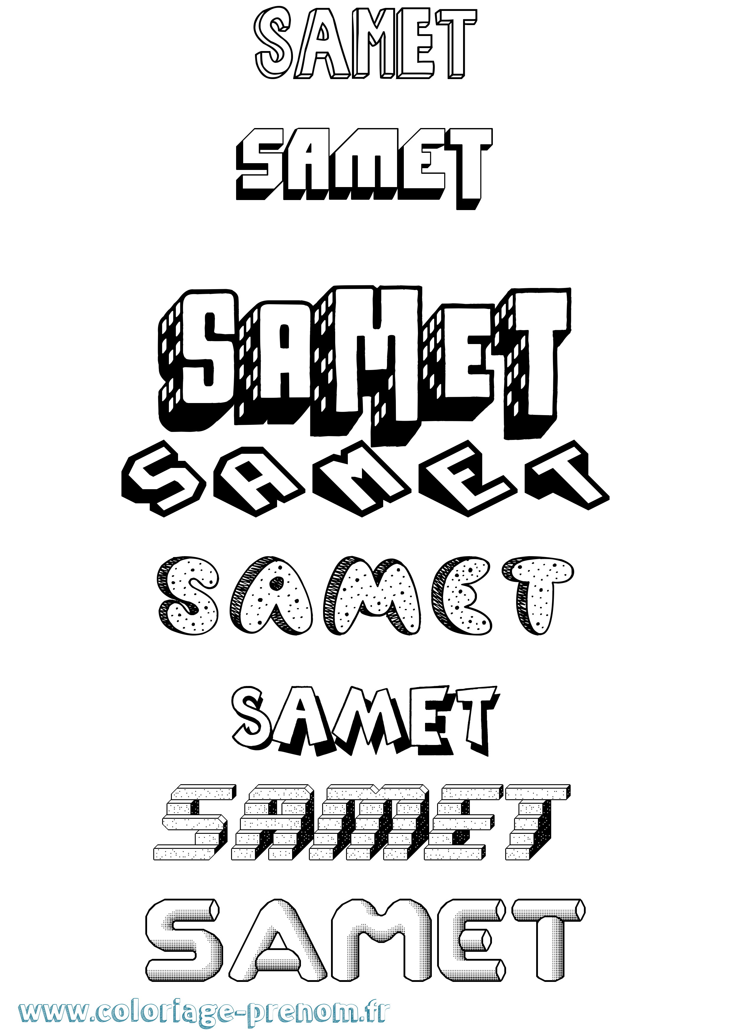 Coloriage Samet Effet 3D Coloriage prénom Samet Effet 3D