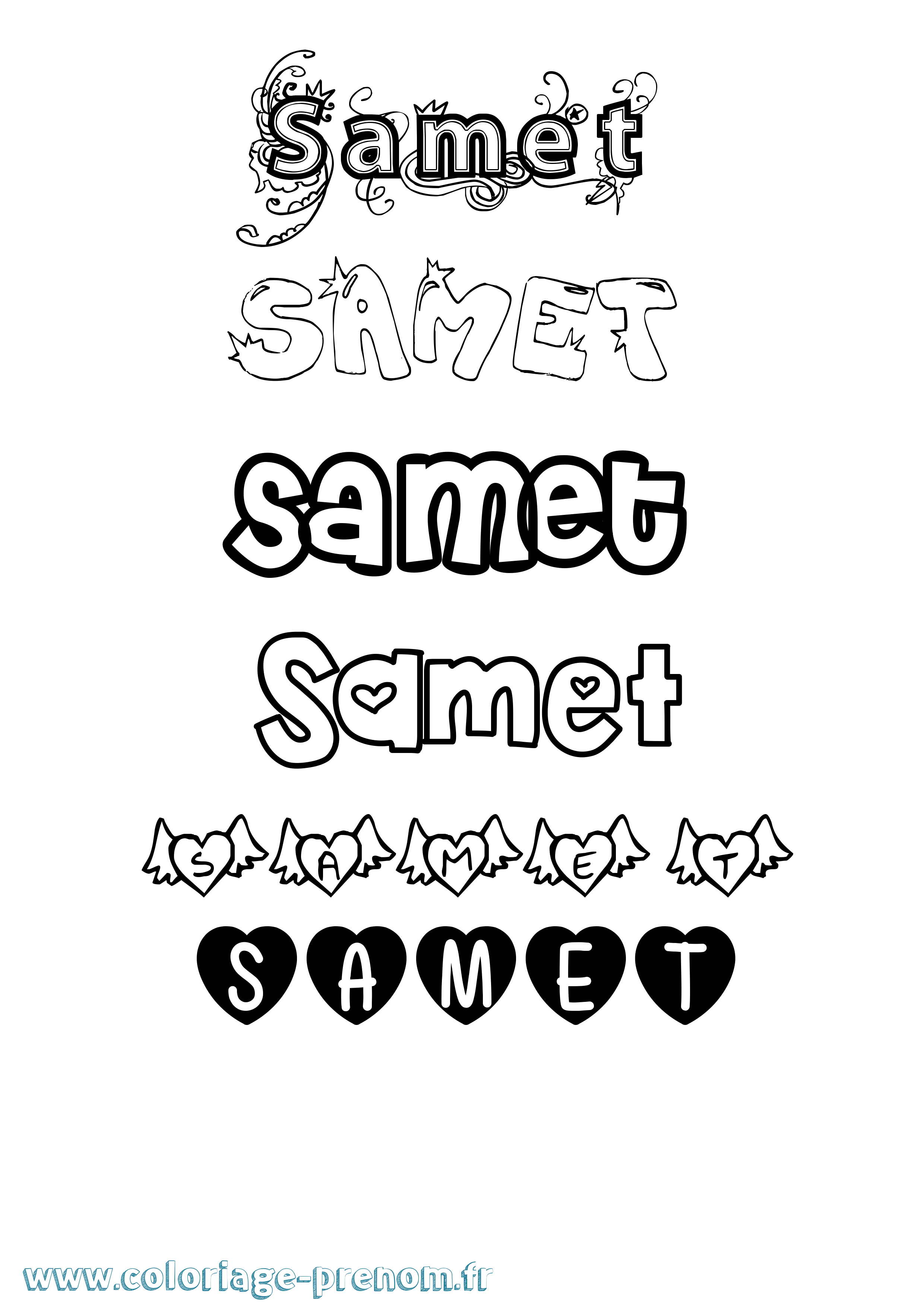 Coloriage Samet Girly Coloriage prénom Samet Girly