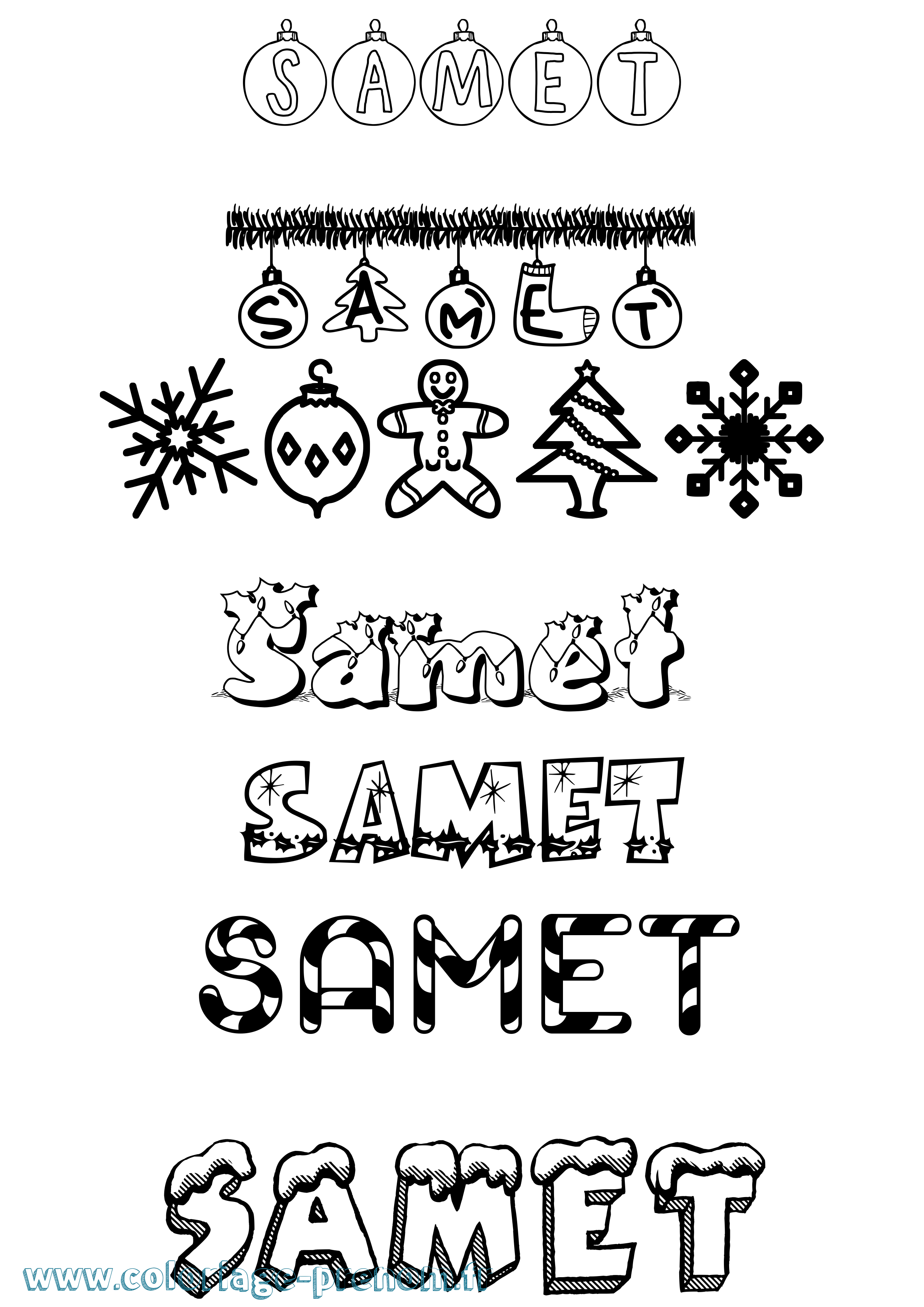 Coloriage Samet Noël Coloriage prénom Samet Noël