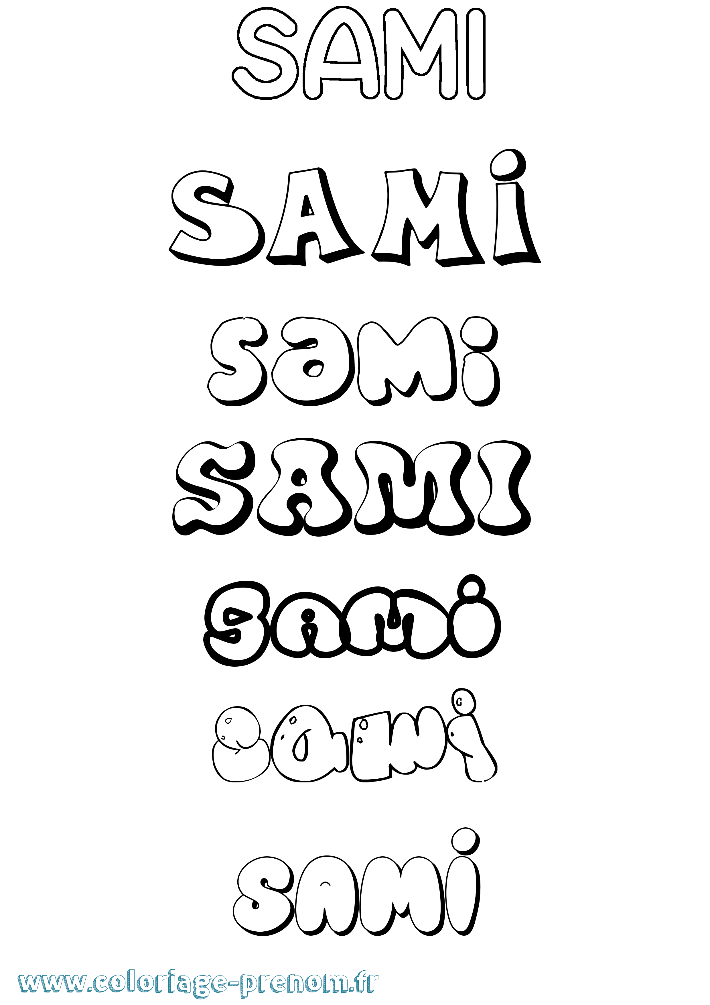 Coloriage Sami Bubble Coloriage prénom Sami Bubble