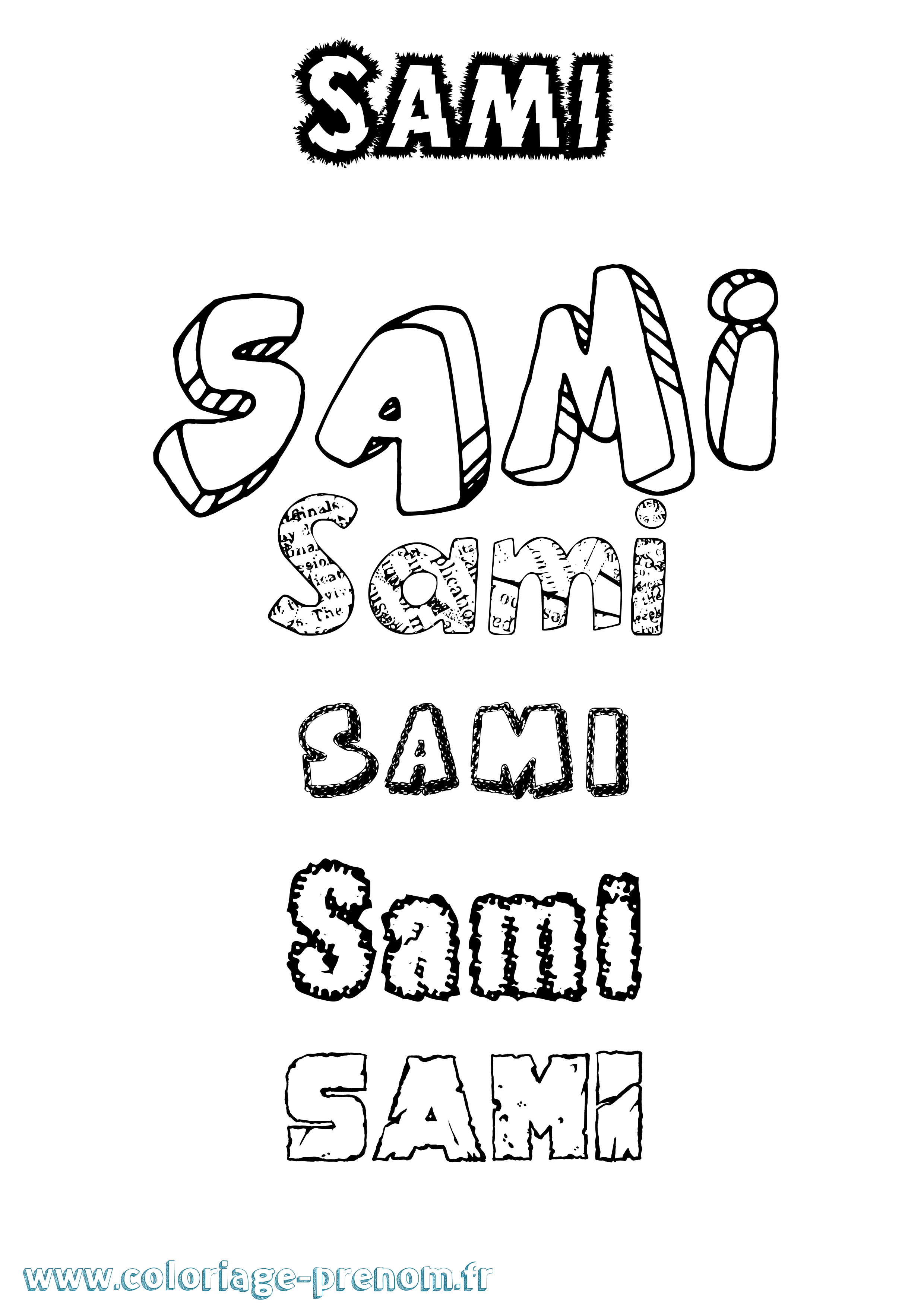 Coloriage Sami Destructuré Coloriage prénom Sami Destructuré