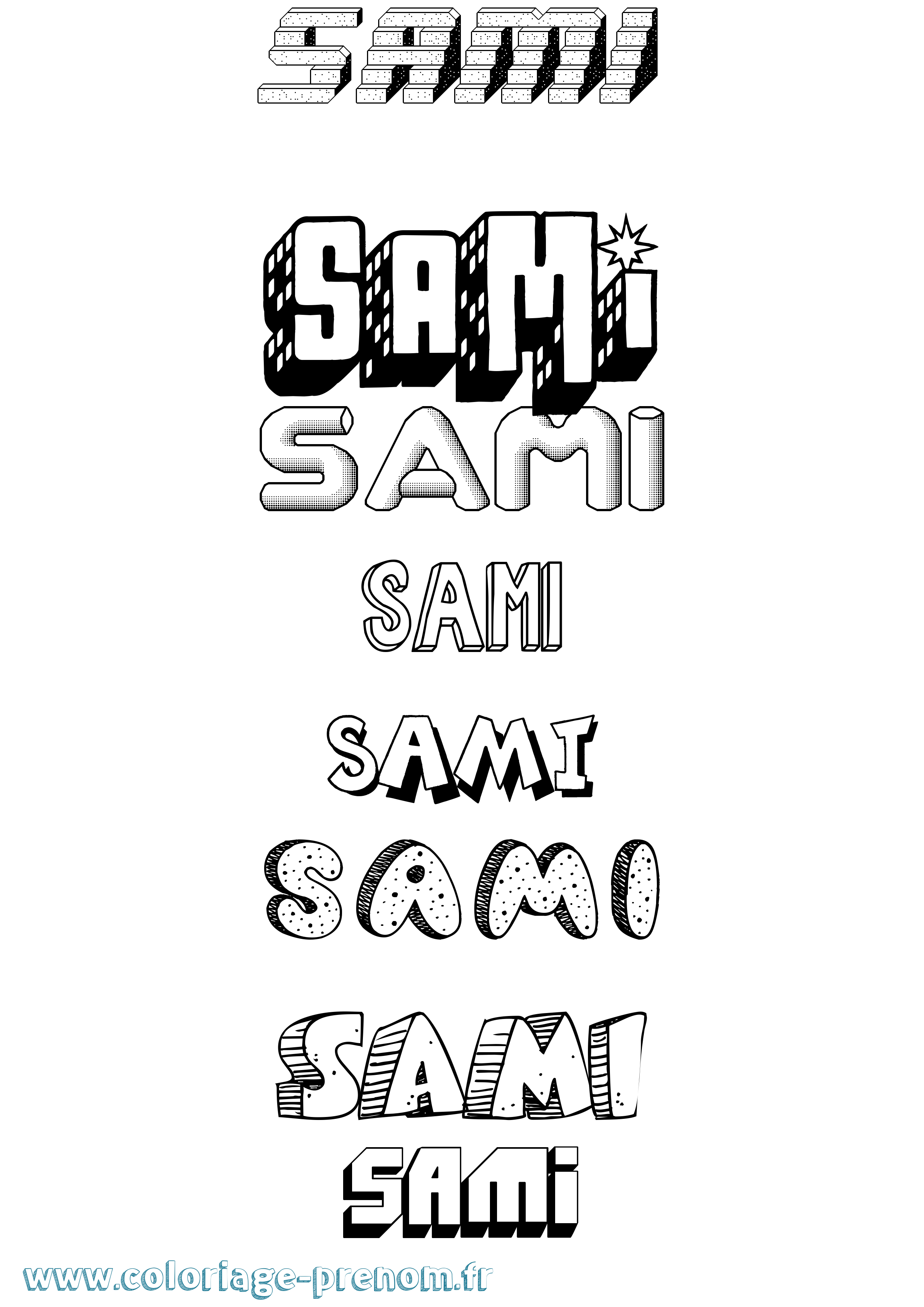 Coloriage Sami Effet 3D Coloriage prénom Sami Effet 3D
