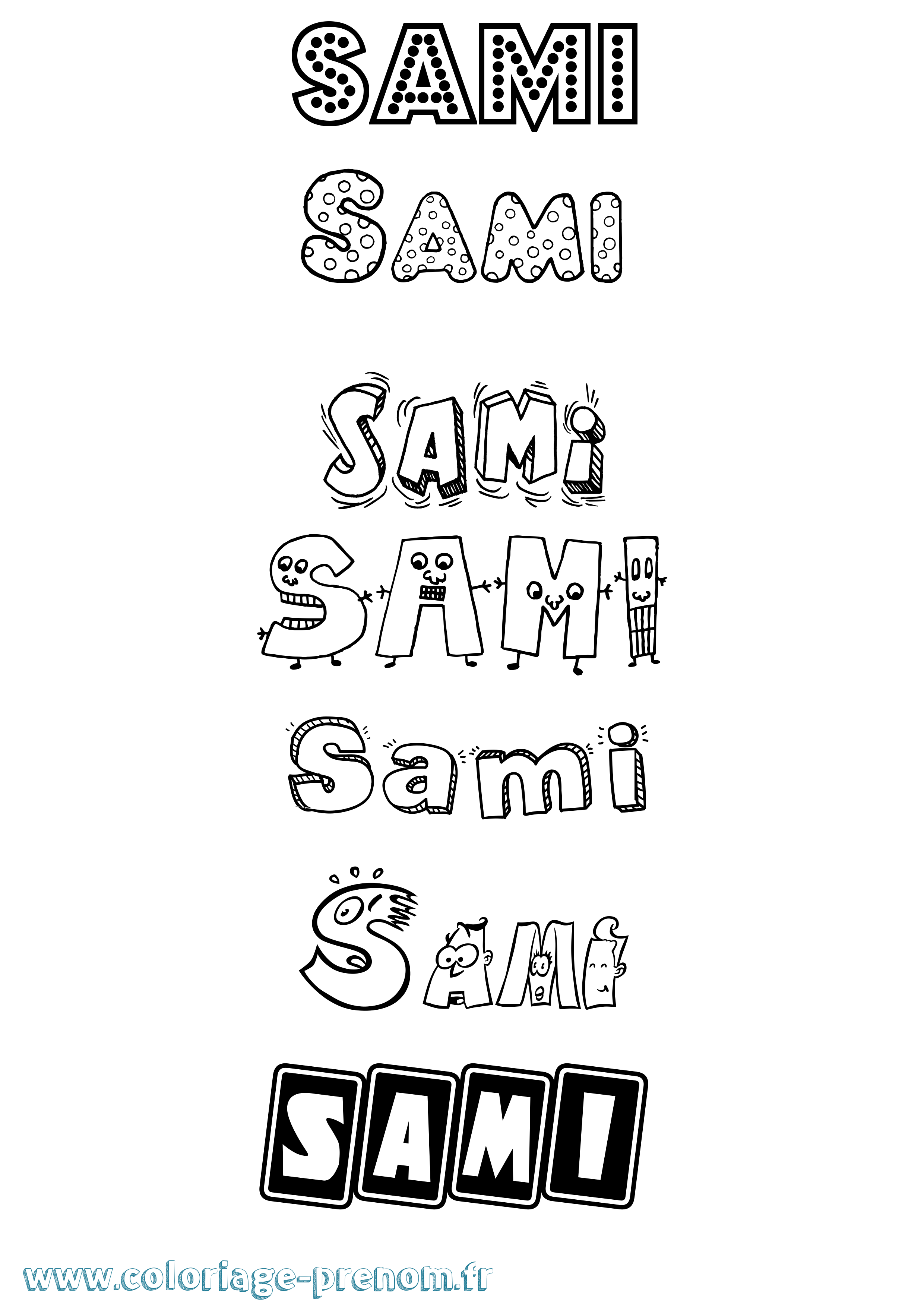Coloriage prénom Sami Fun