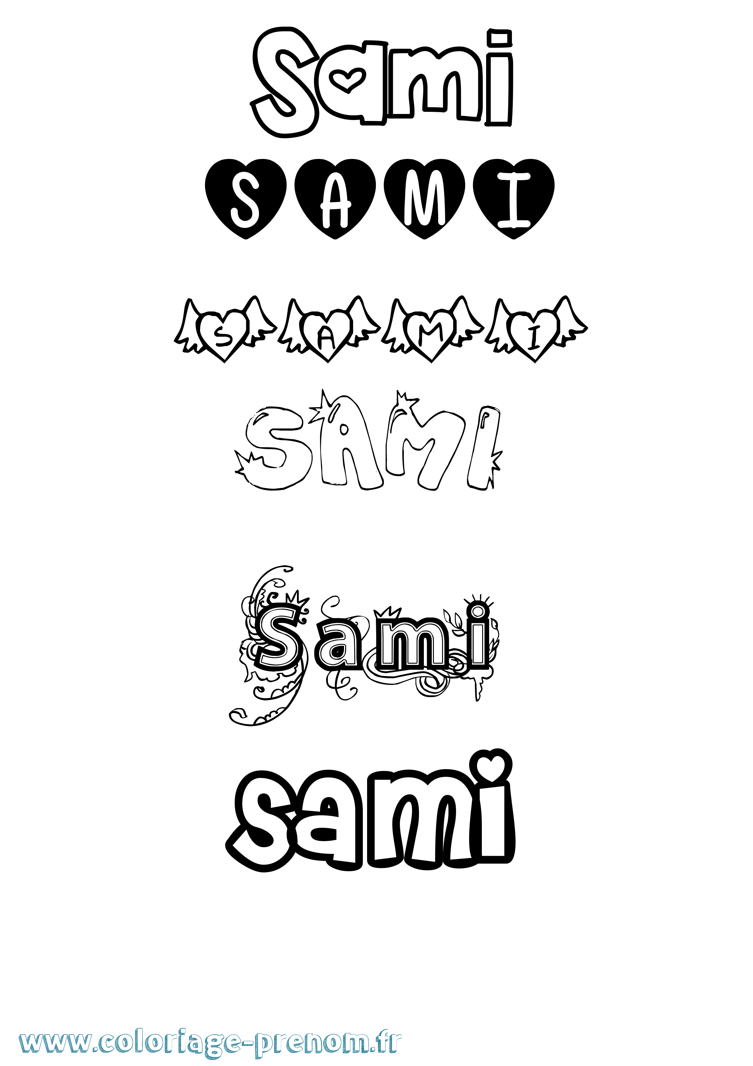 Coloriage Sami Girly Coloriage prénom Sami Girly