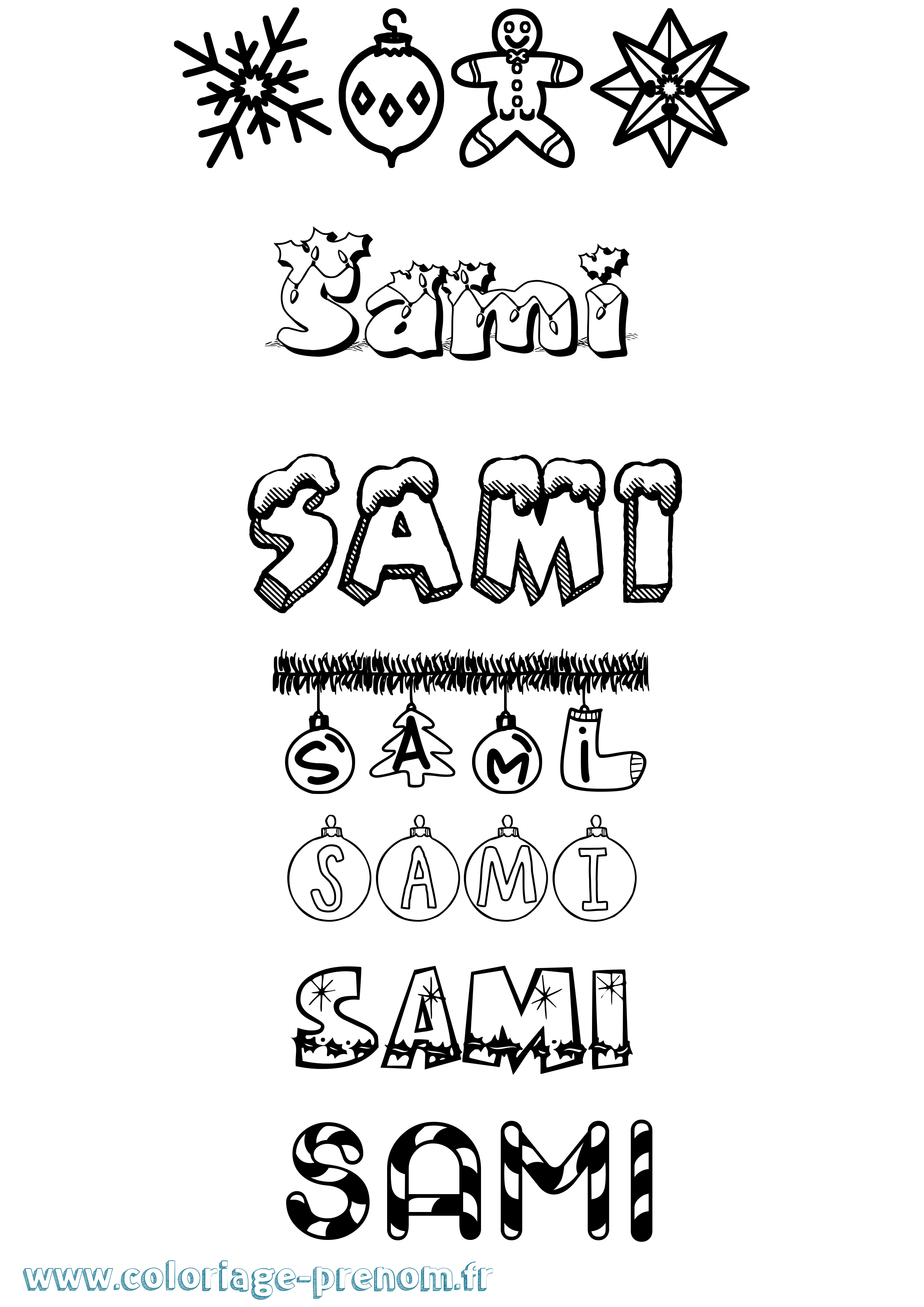 Coloriage prénom Sami Noël