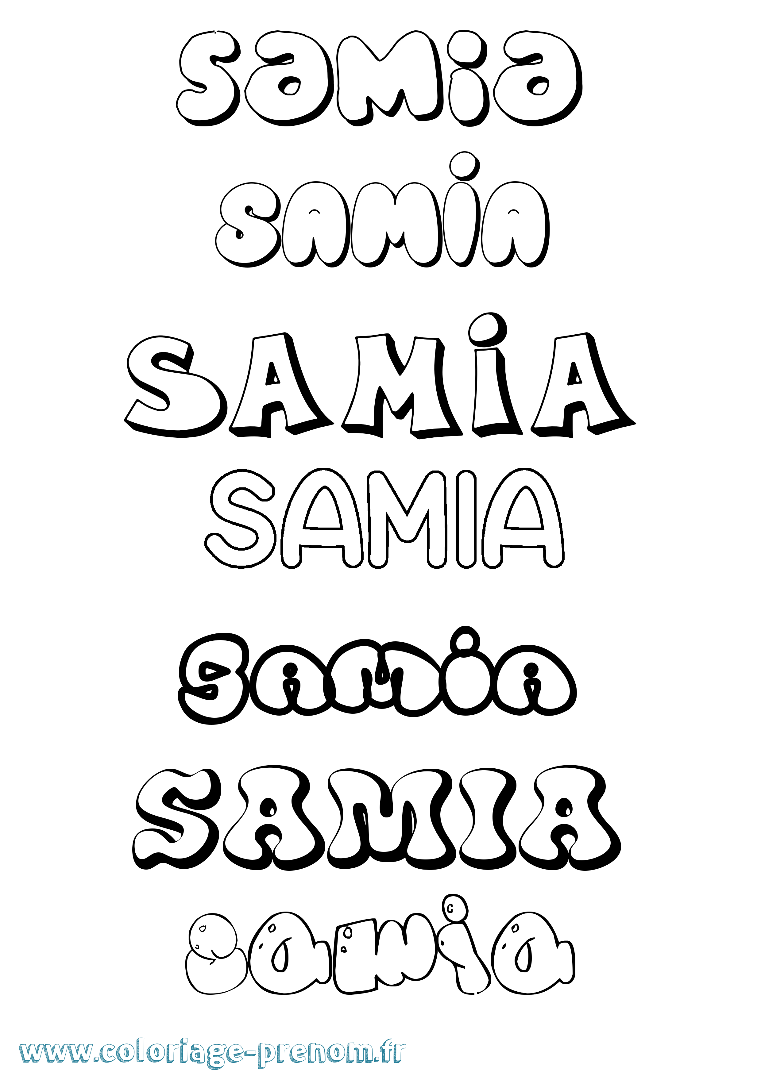 Coloriage prénom Samia Bubble