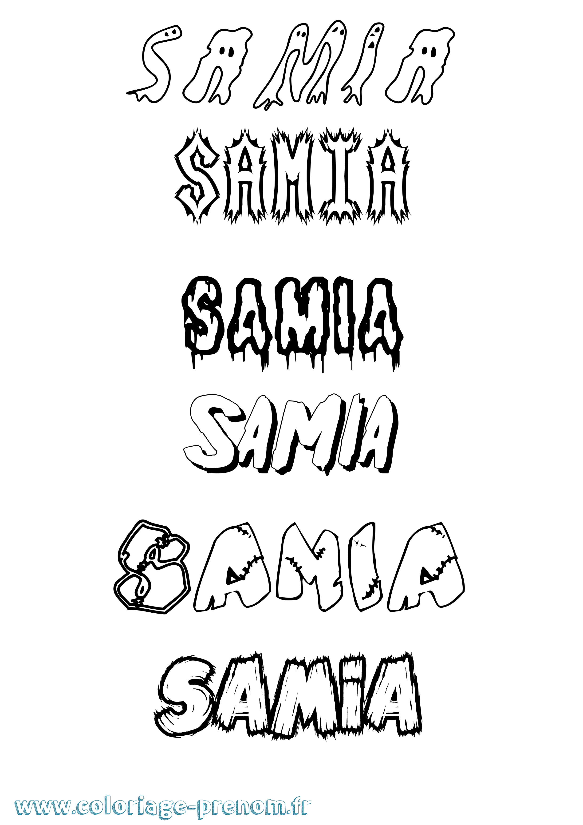 Coloriage prénom Samia Frisson