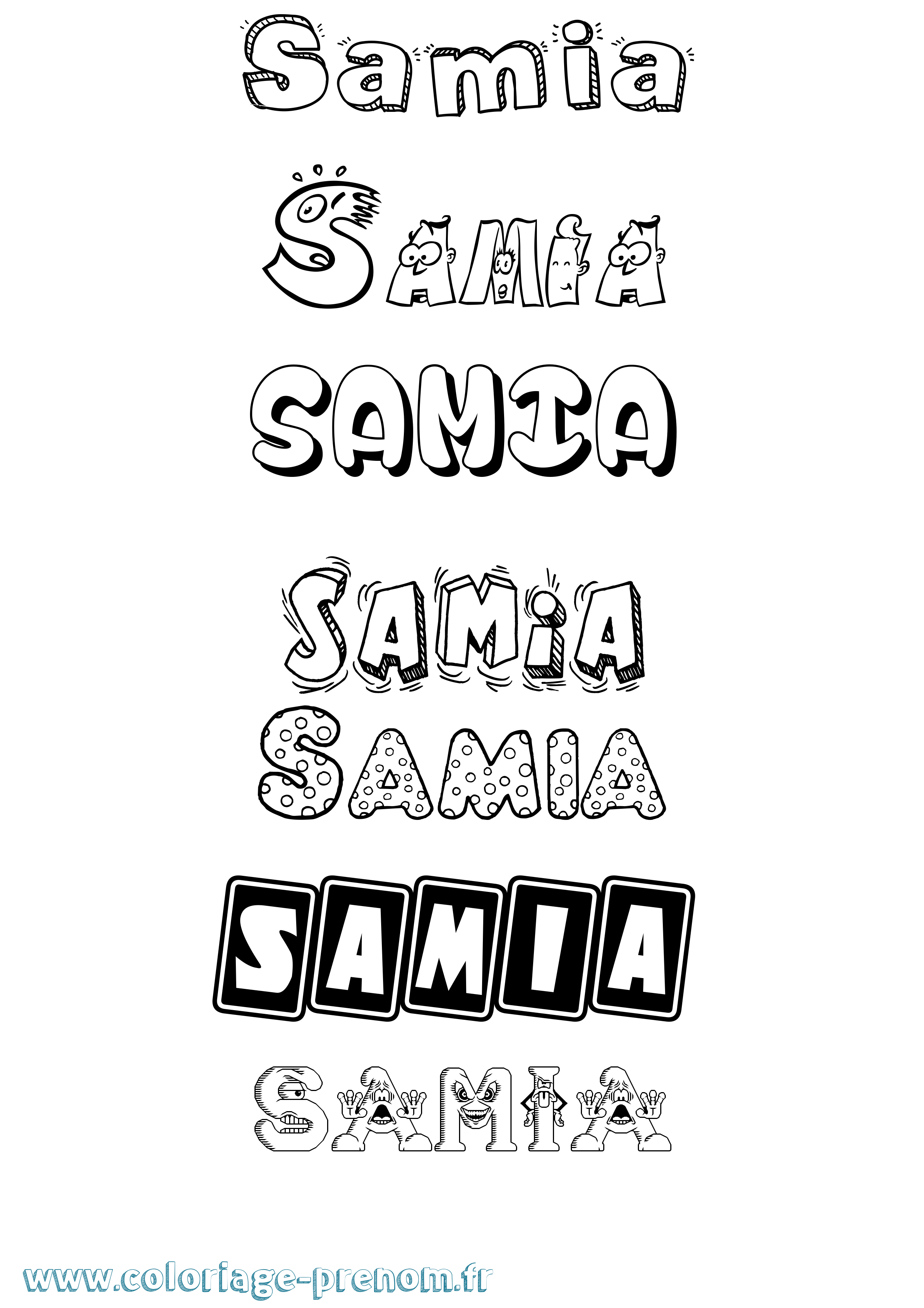 Coloriage prénom Samia Fun
