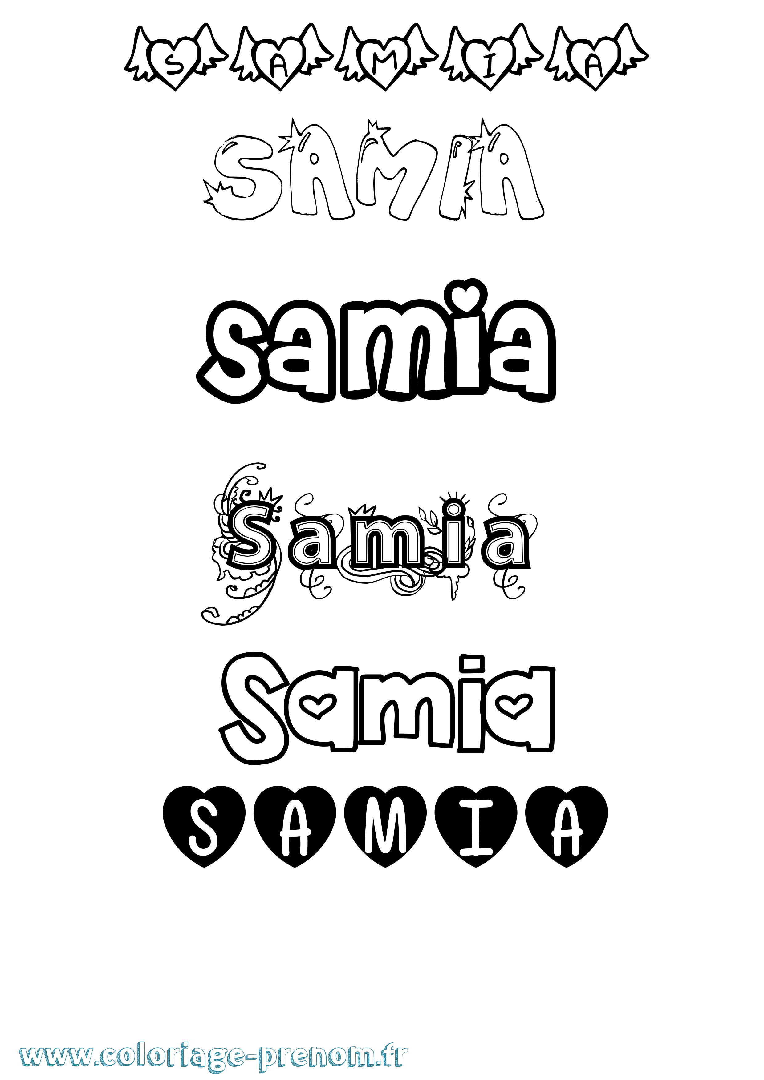 Coloriage prénom Samia Girly