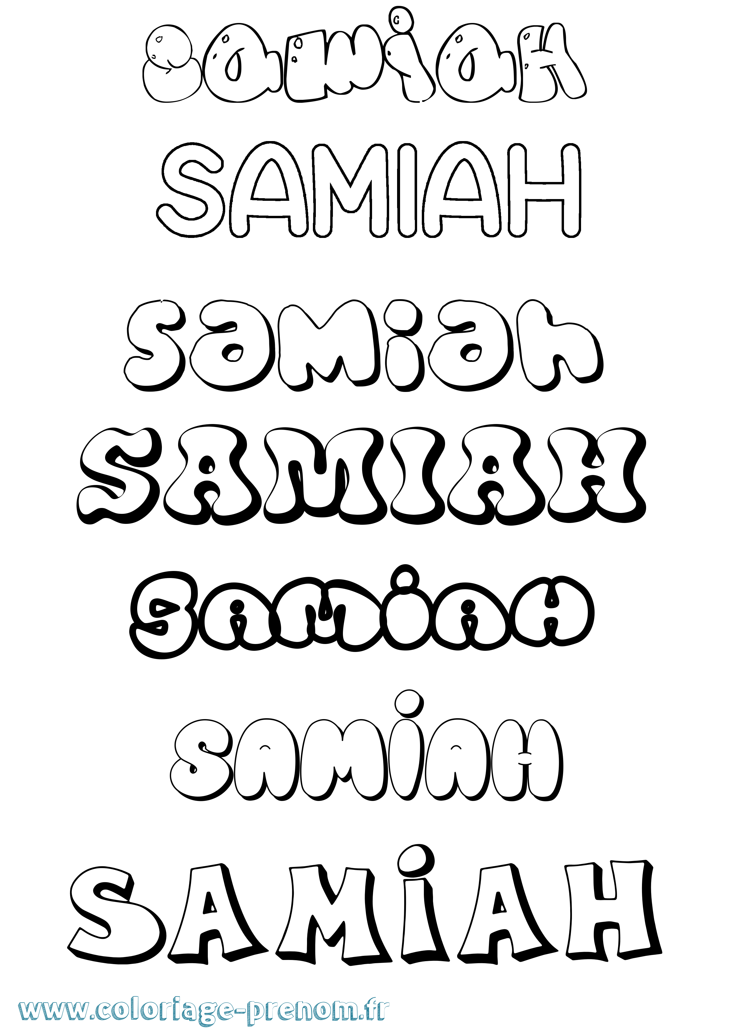 Coloriage Samiah Bubble Coloriage prénom Samiah Bubble