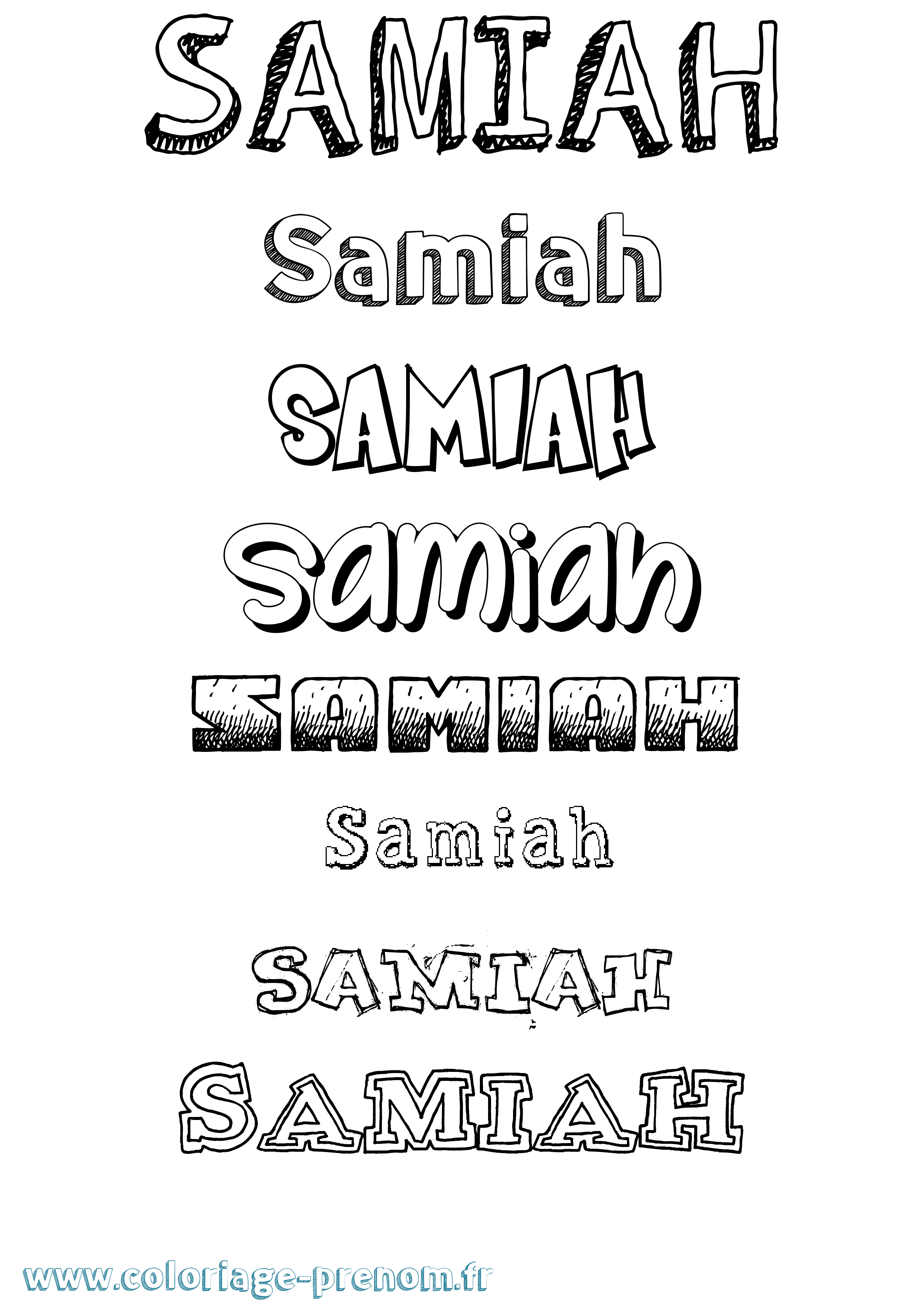 Coloriage Samiah Dessiné Coloriage prénom Samiah Dessiné