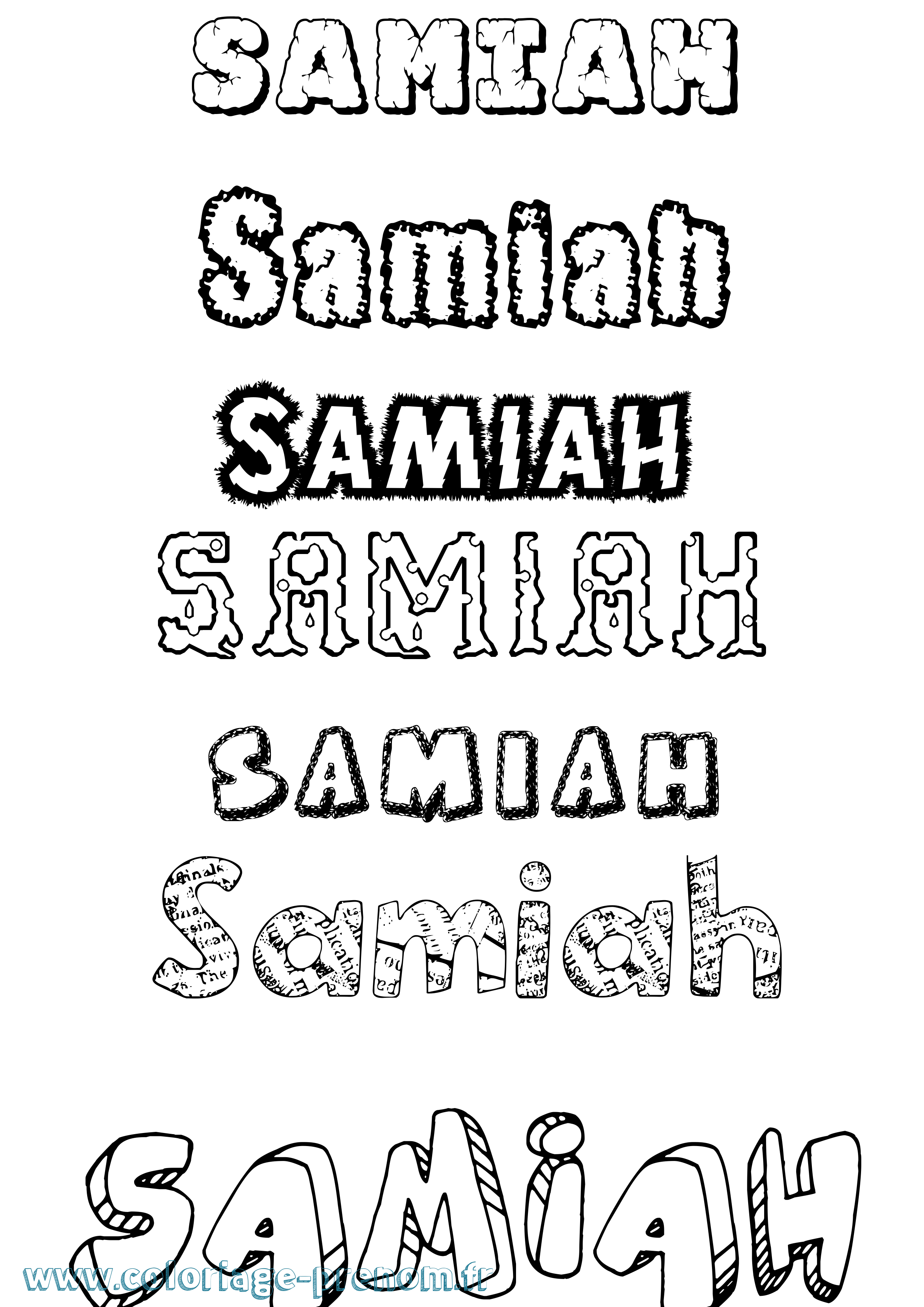 Coloriage Samiah Destructuré Coloriage prénom Samiah Destructuré