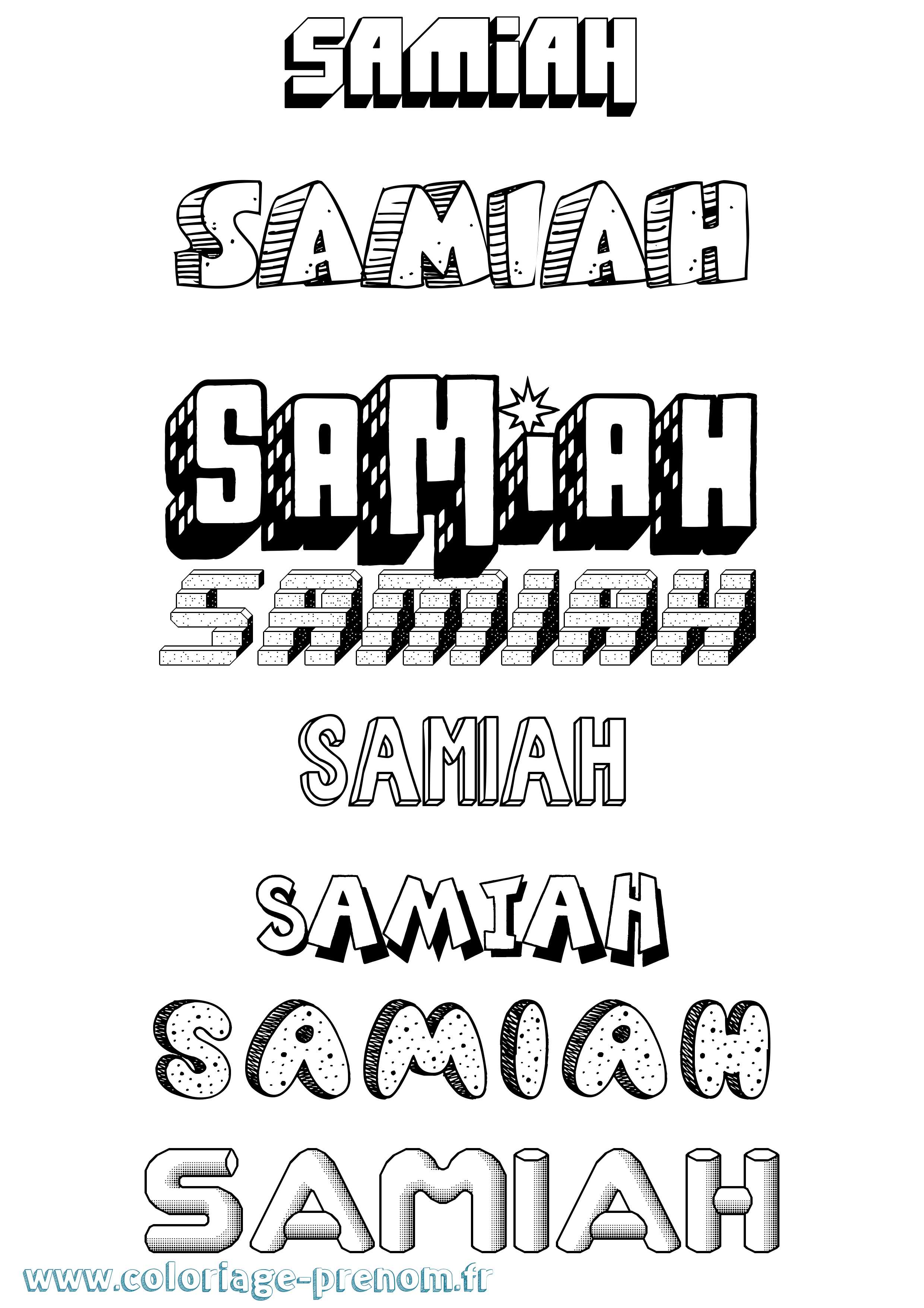 Coloriage Samiah Effet 3D Coloriage prénom Samiah Effet 3D