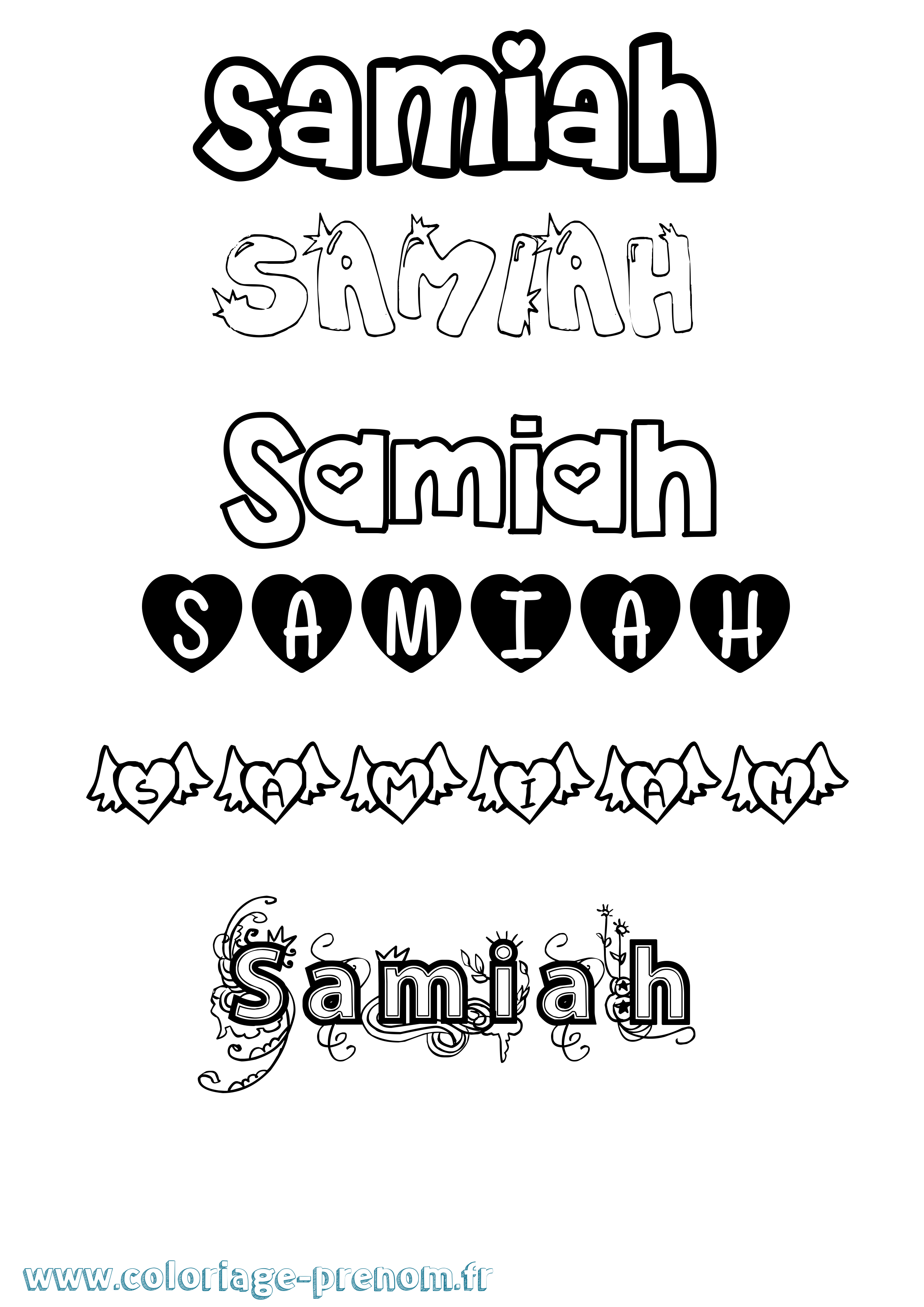 Coloriage Samiah Girly Coloriage prénom Samiah Girly