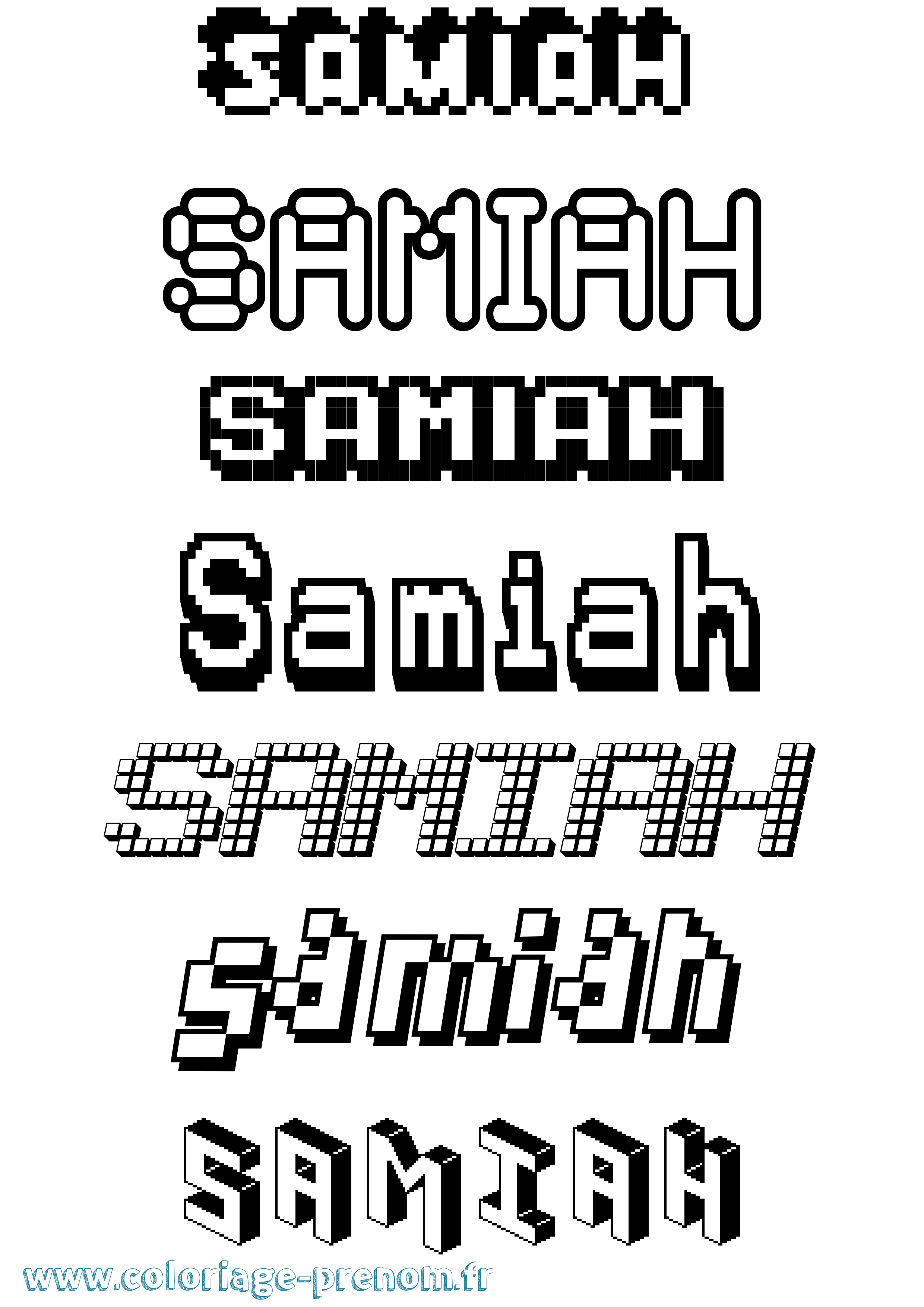 Coloriage Samiah Pixel Coloriage prénom Samiah Pixel