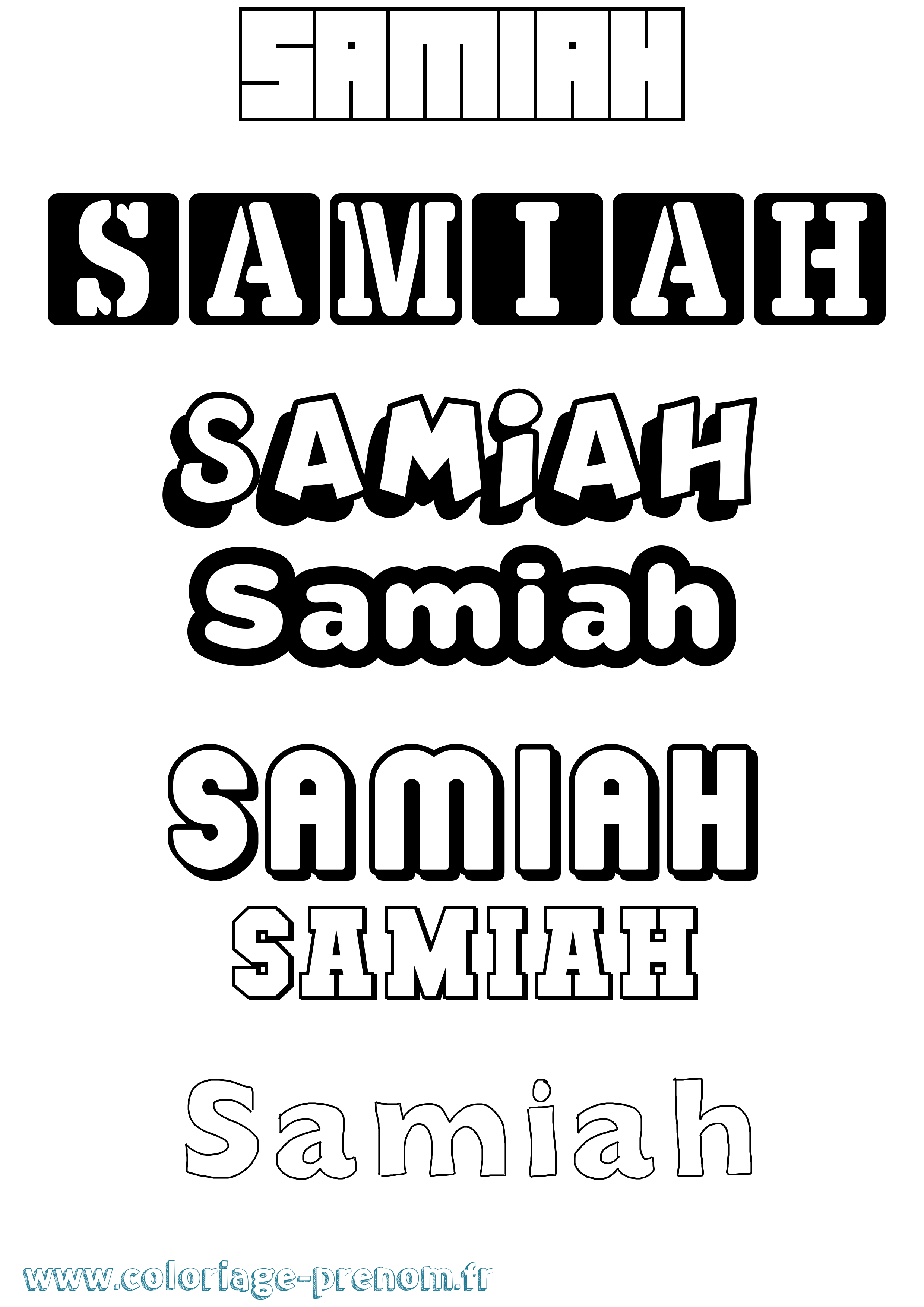 Coloriage Samiah Simple Coloriage prénom Samiah Simple