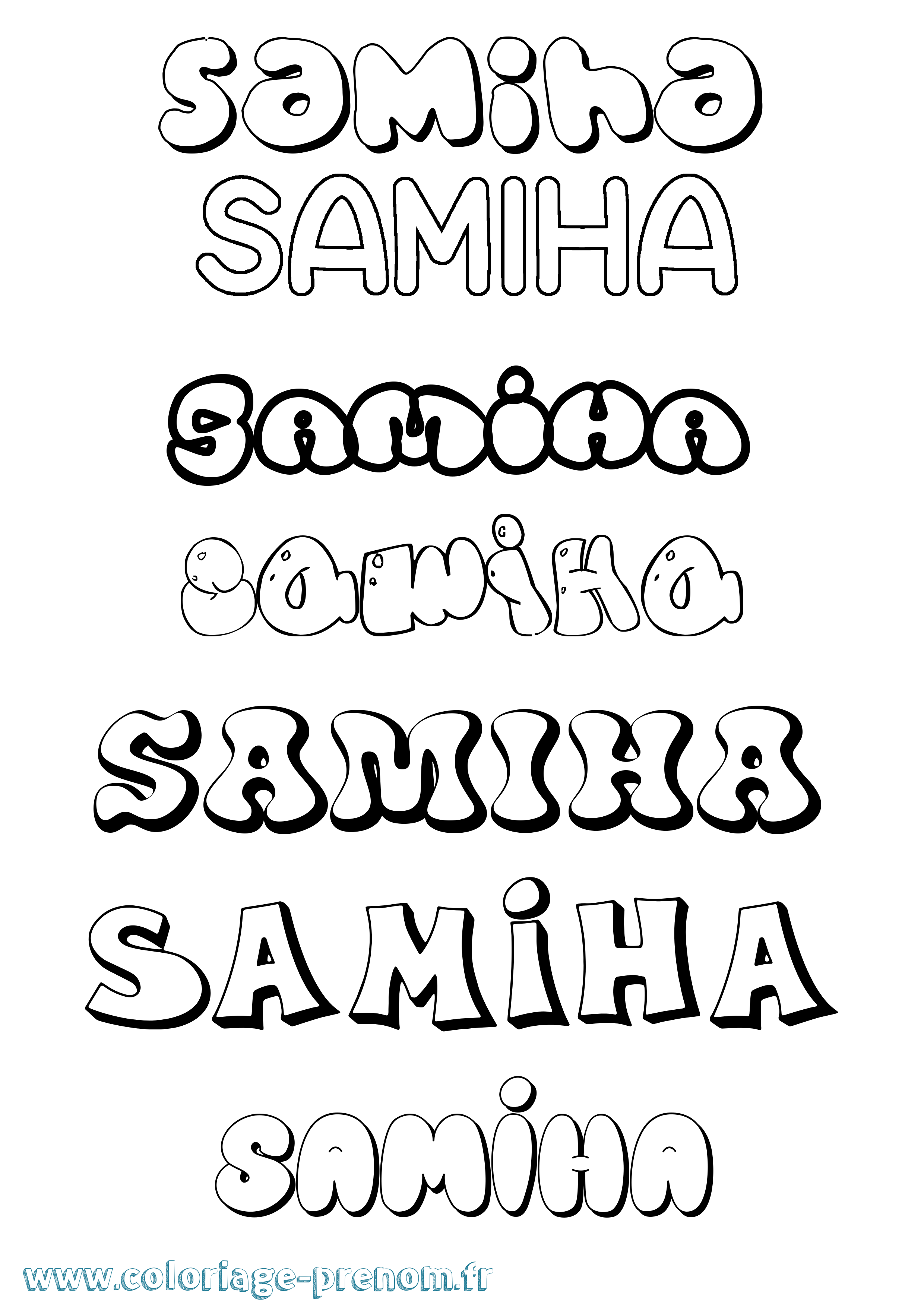 Coloriage Samiha Bubble Coloriage prénom Samiha Bubble