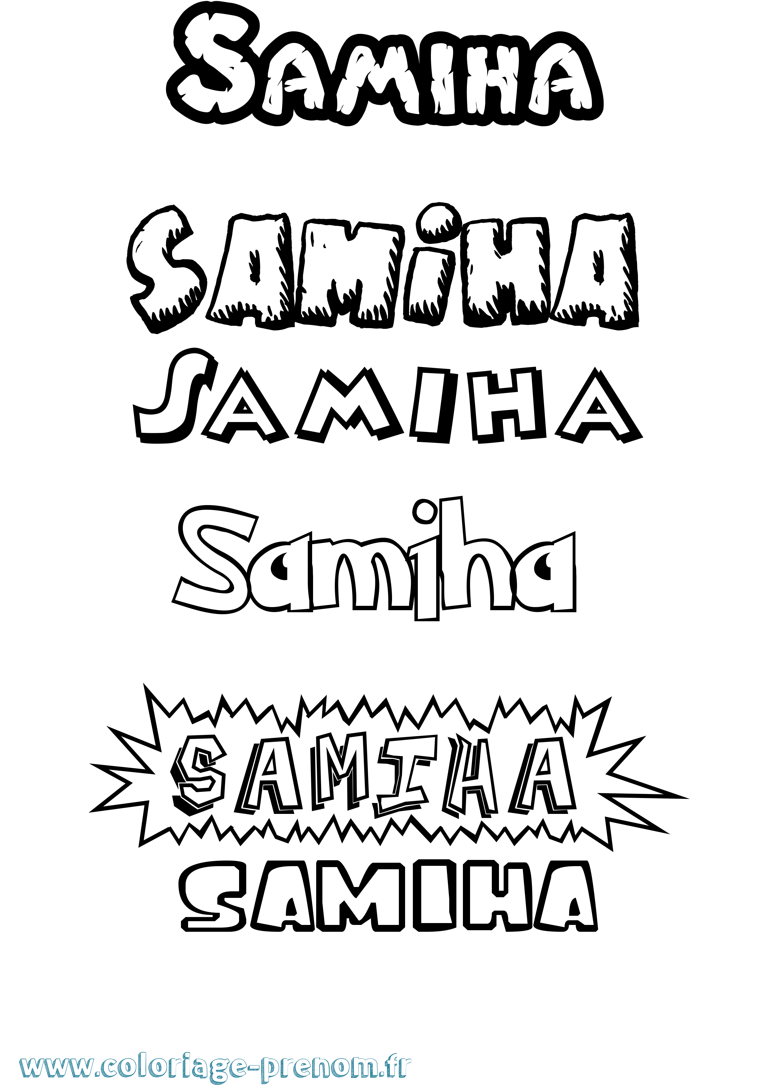 Coloriage Samiha Dessin Animé Coloriage prénom Samiha Dessin Animé