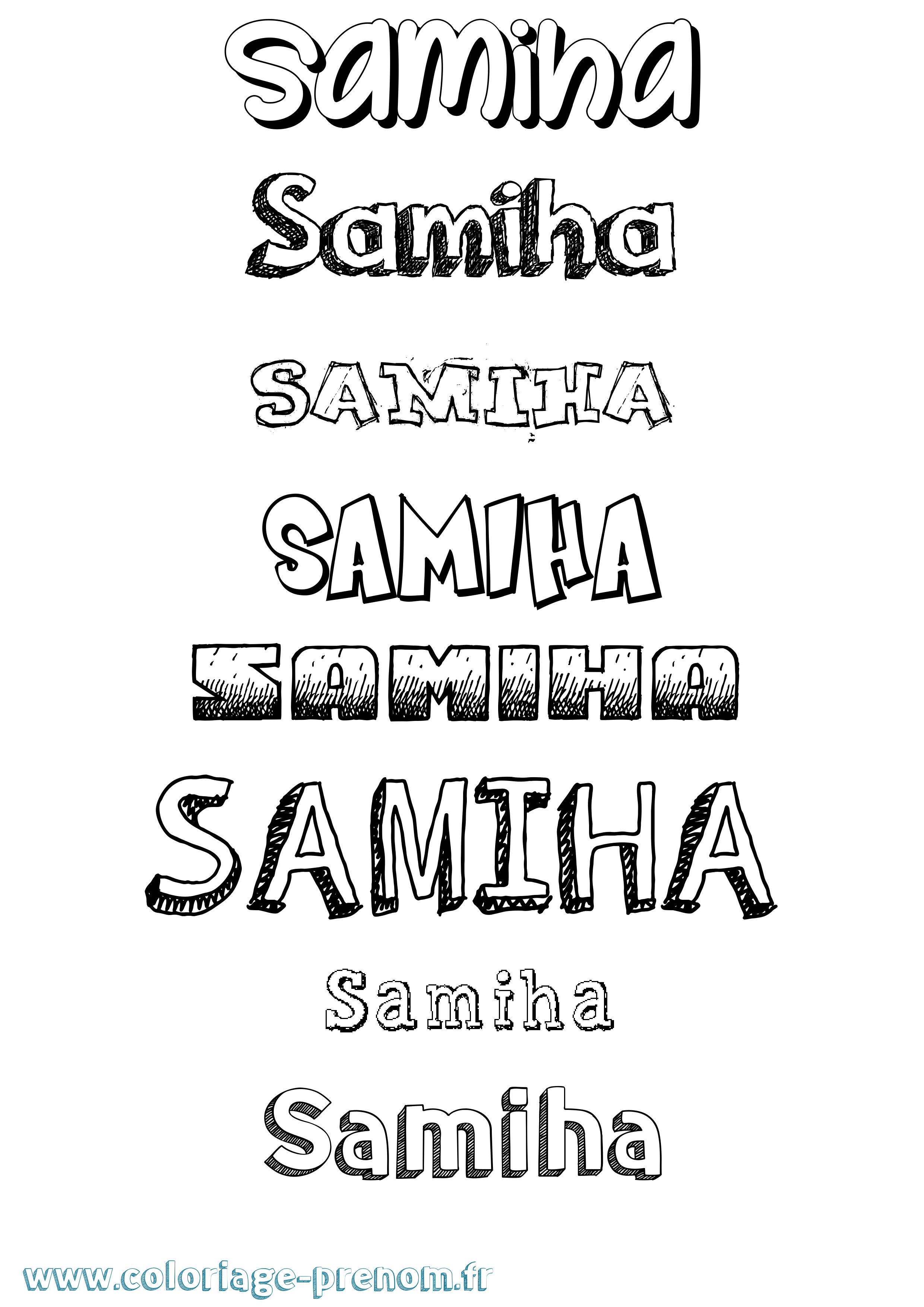 Coloriage Samiha Dessiné Coloriage prénom Samiha Dessiné