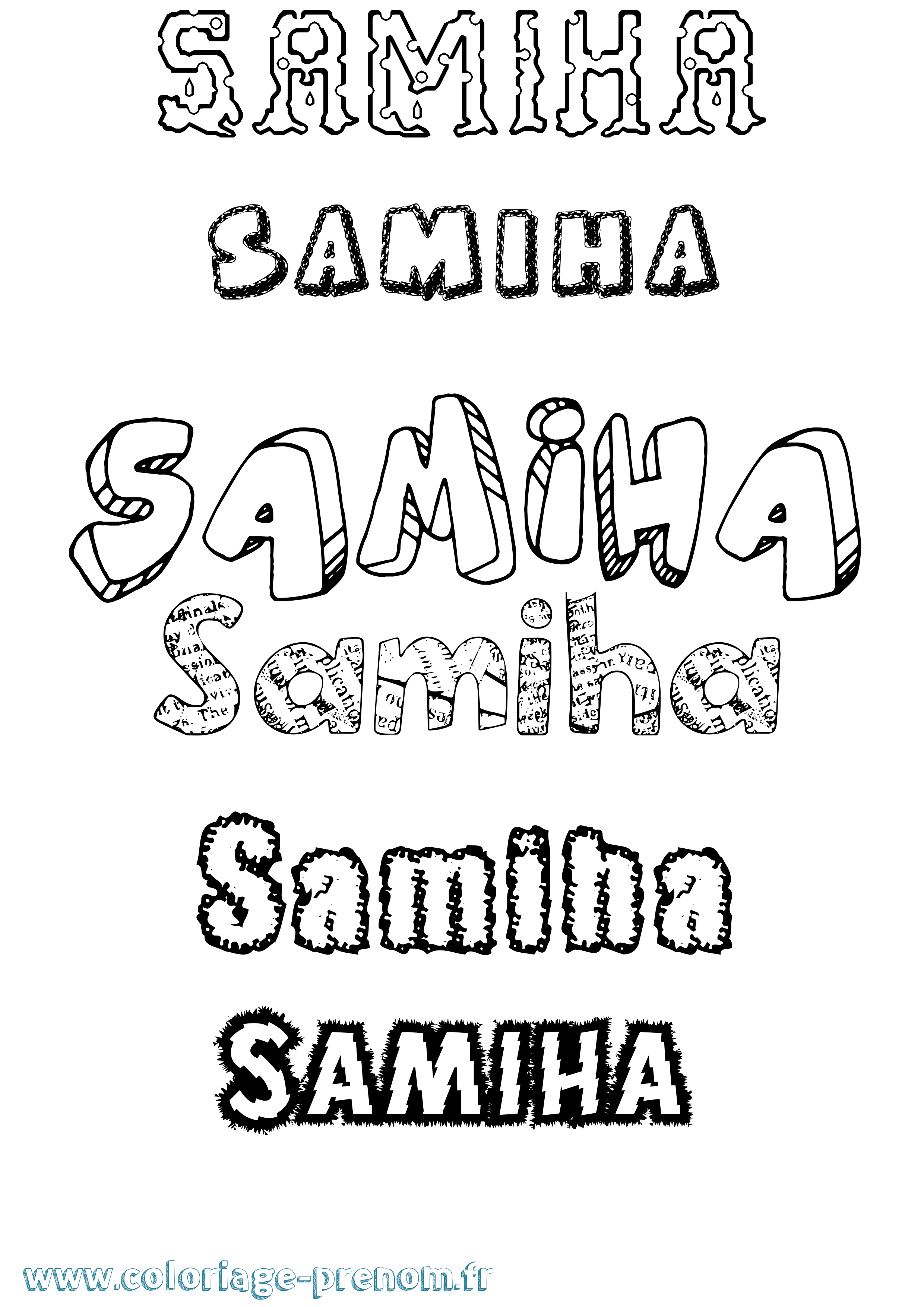 Coloriage prénom Samiha Destructuré