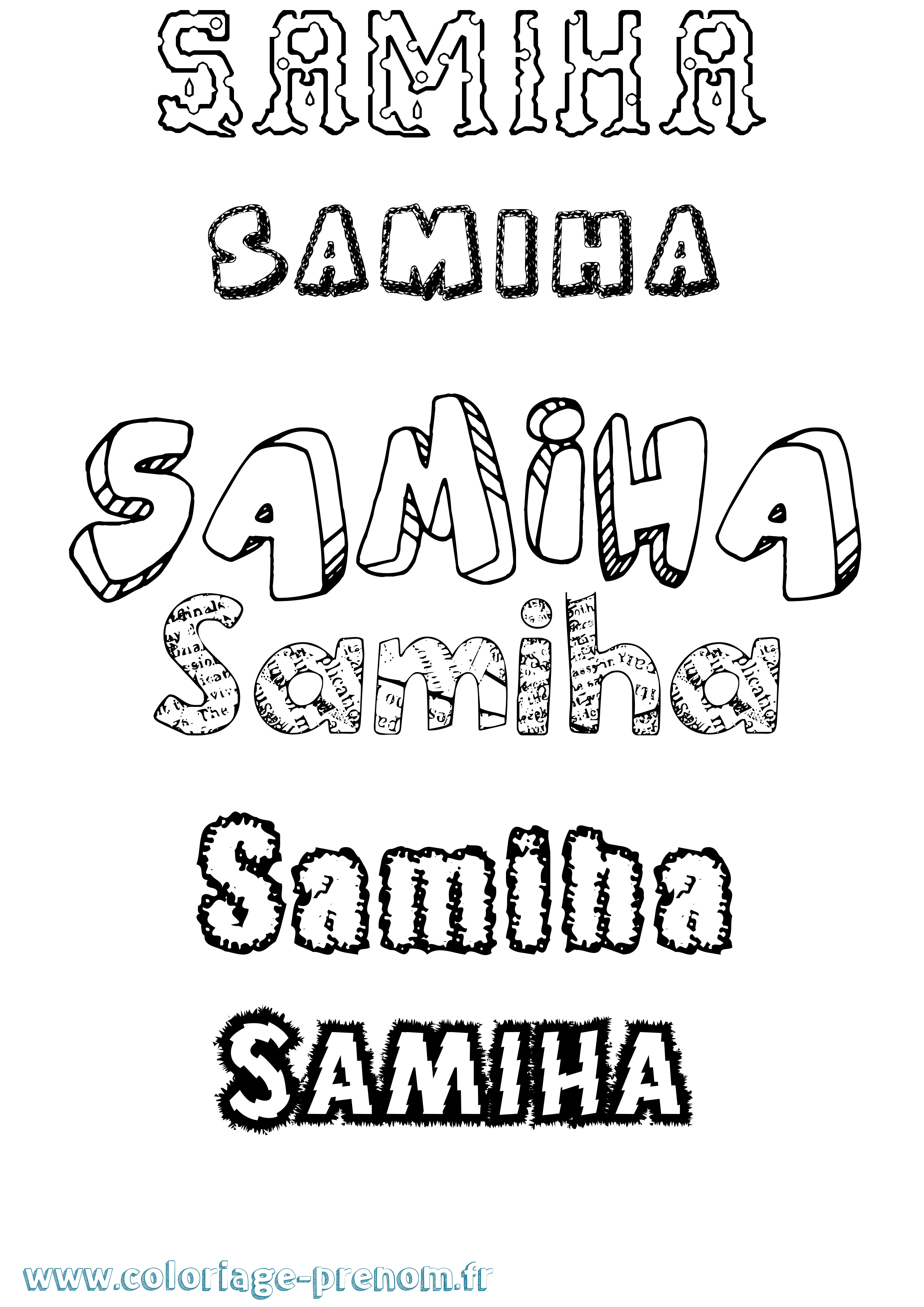 Coloriage Samiha Destructuré Coloriage prénom Samiha Destructuré