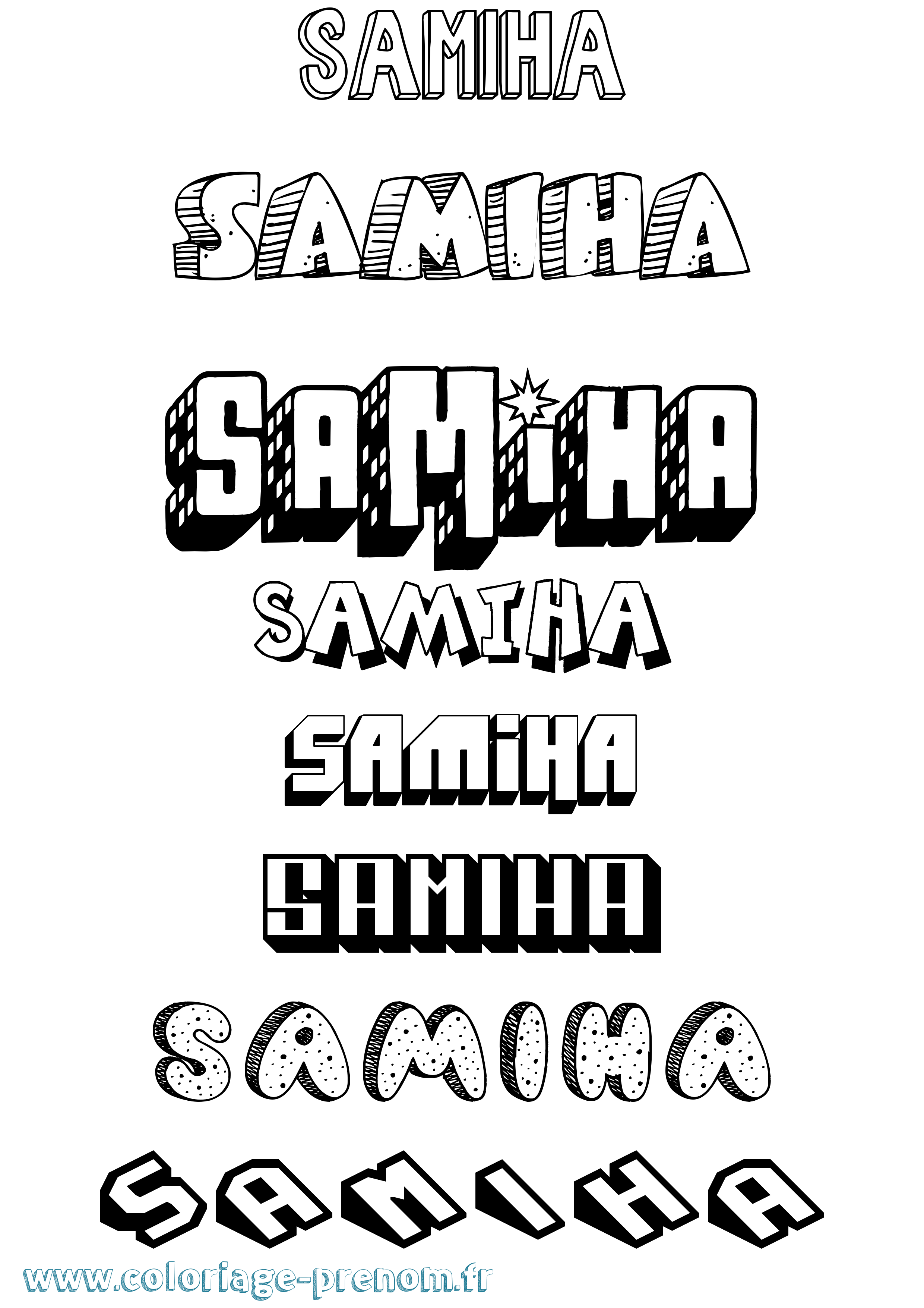 Coloriage Samiha Effet 3D Coloriage prénom Samiha Effet 3D