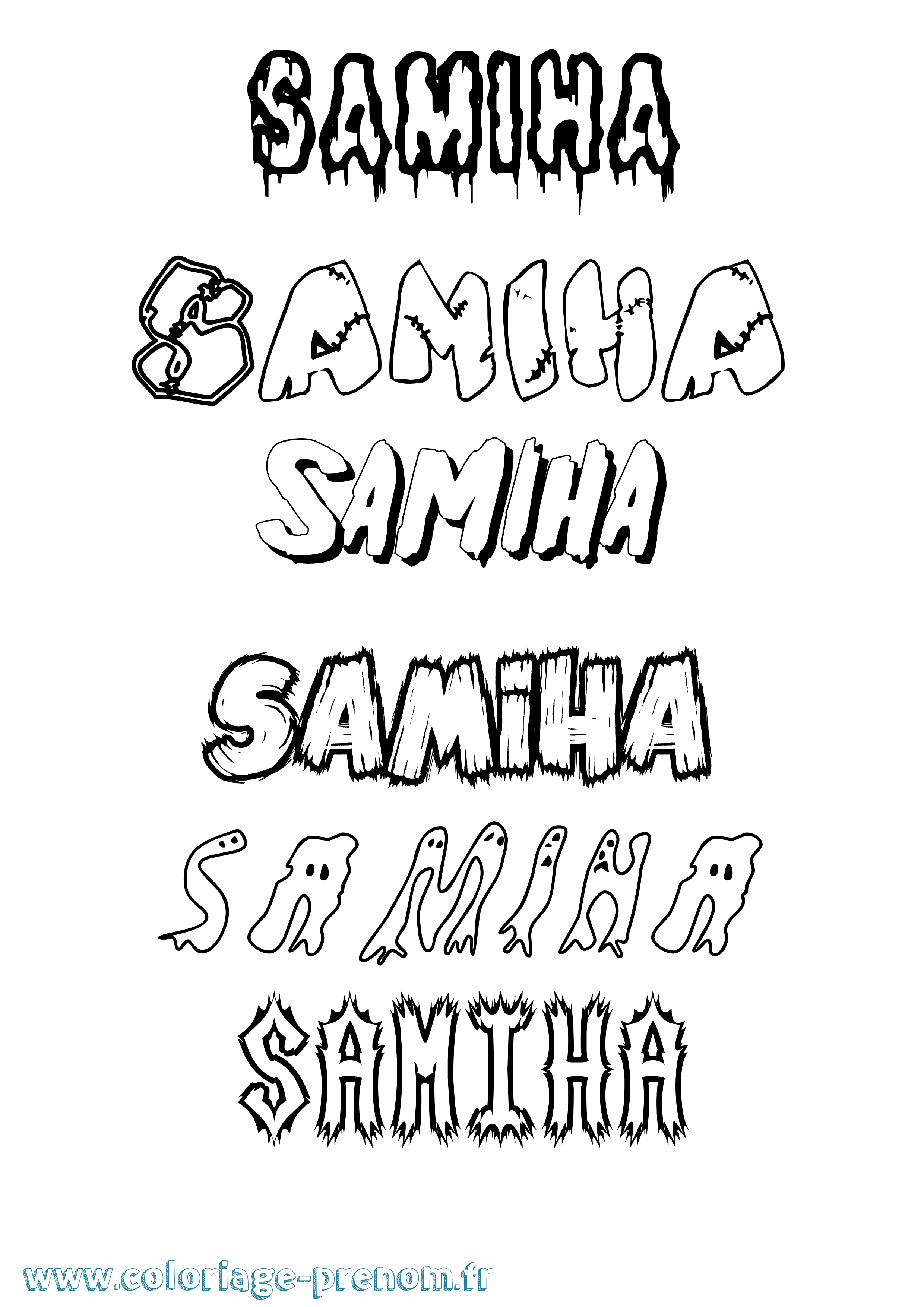 Coloriage prénom Samiha Frisson