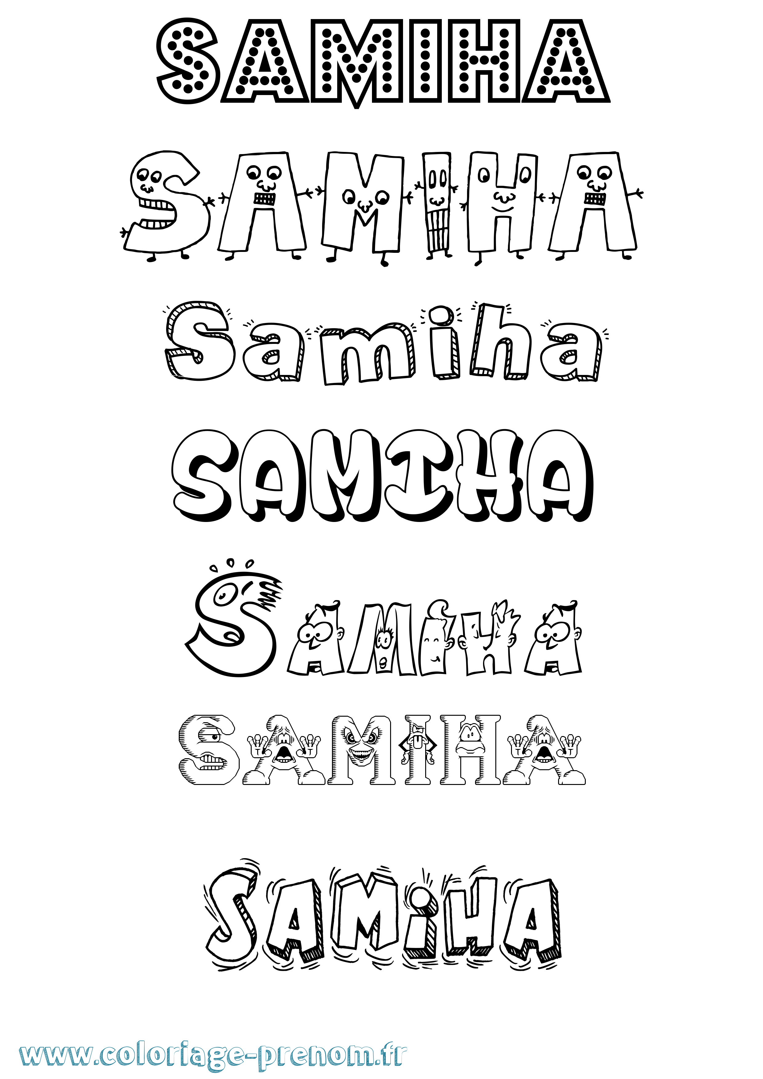 Coloriage prénom Samiha Fun