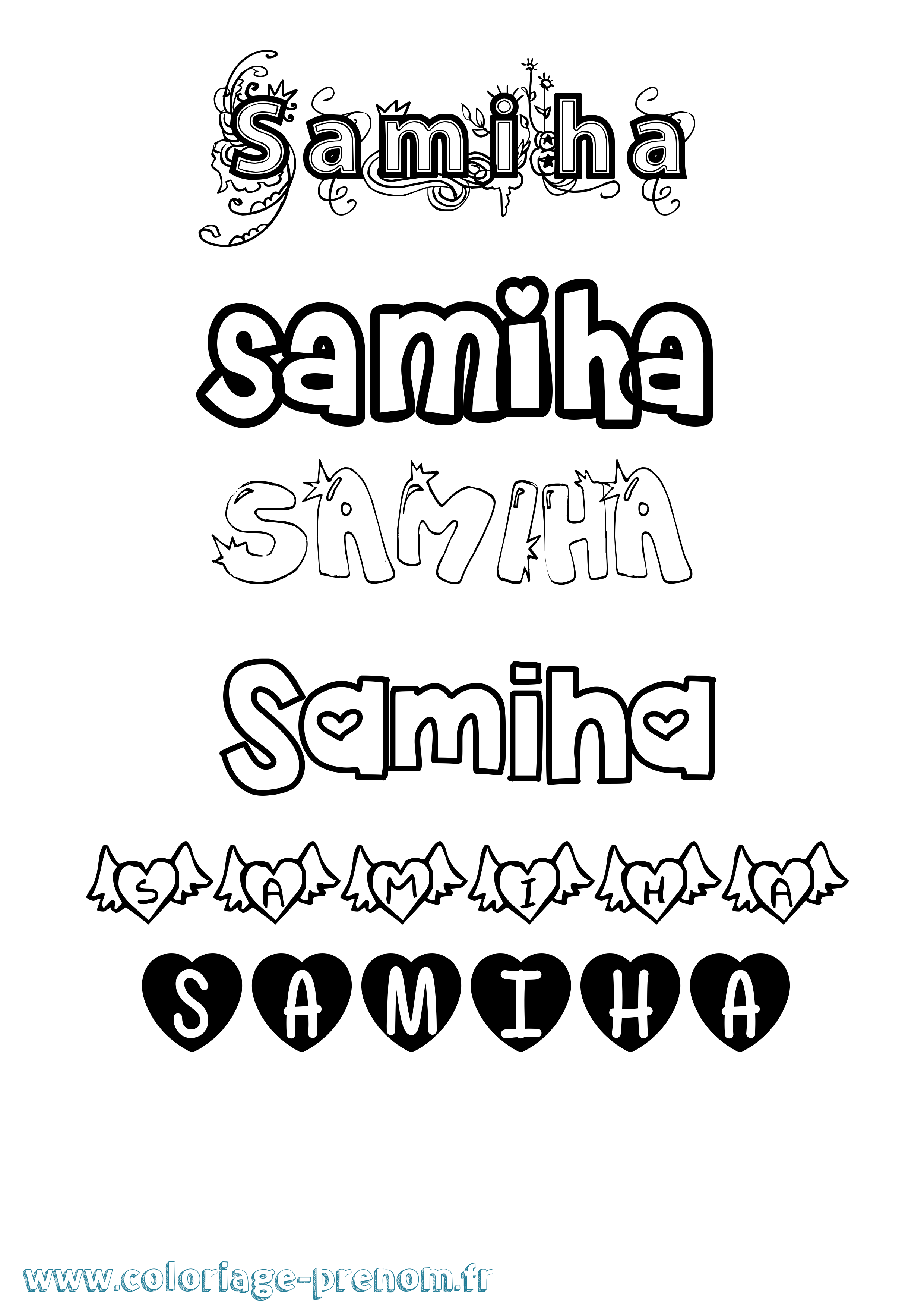 Coloriage Samiha Girly Coloriage prénom Samiha Girly