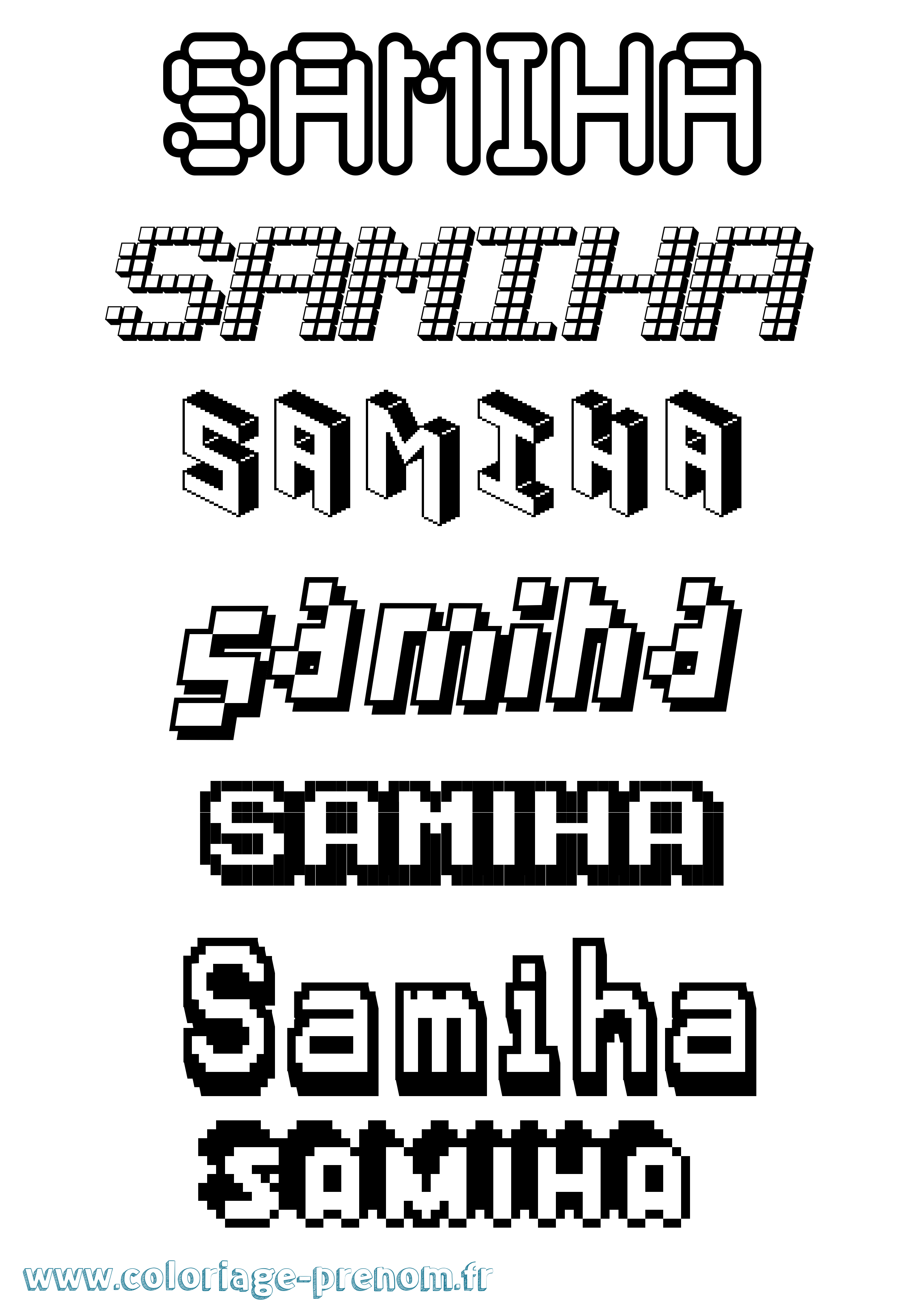Coloriage prénom Samiha Pixel