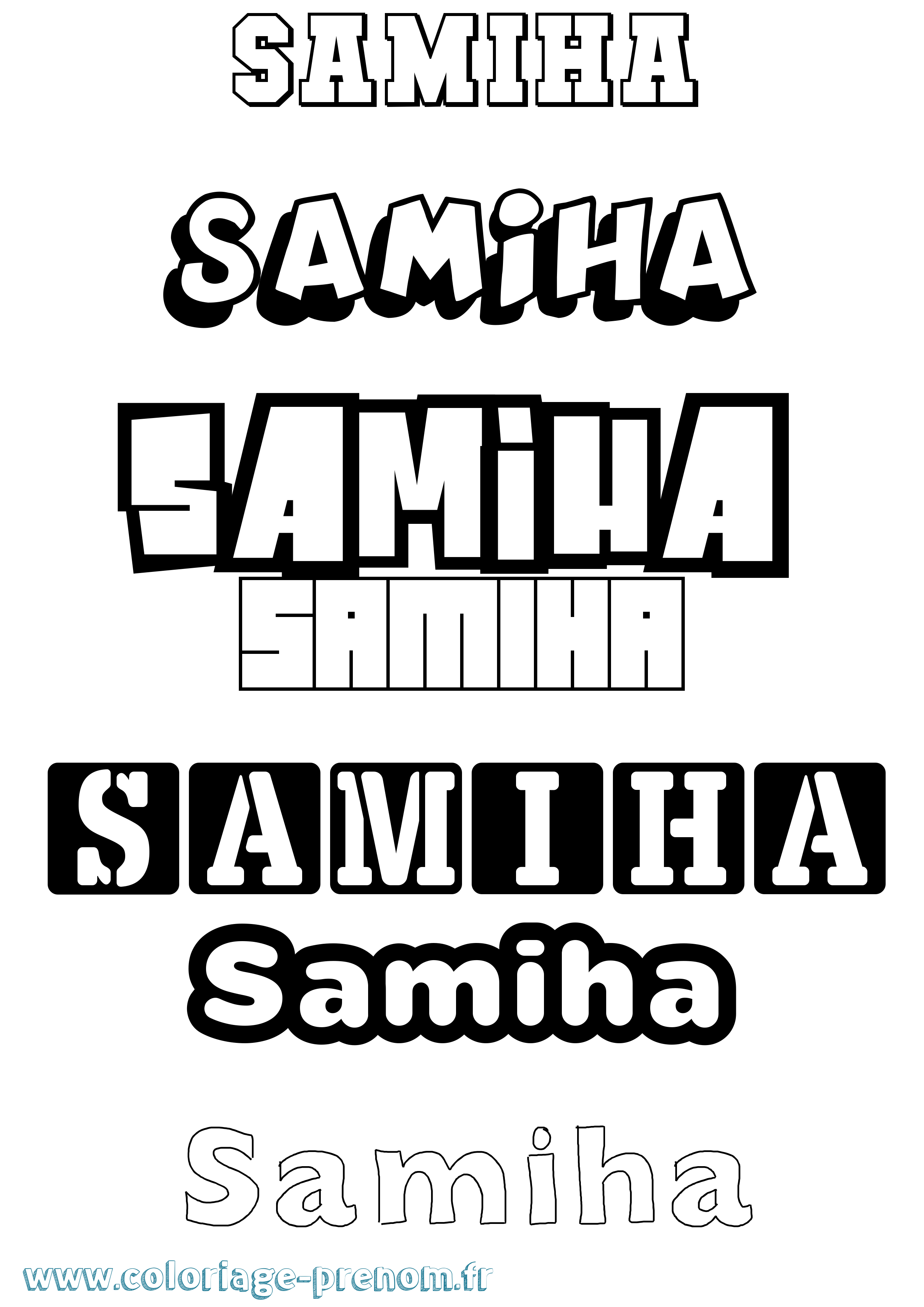 Coloriage prénom Samiha Simple
